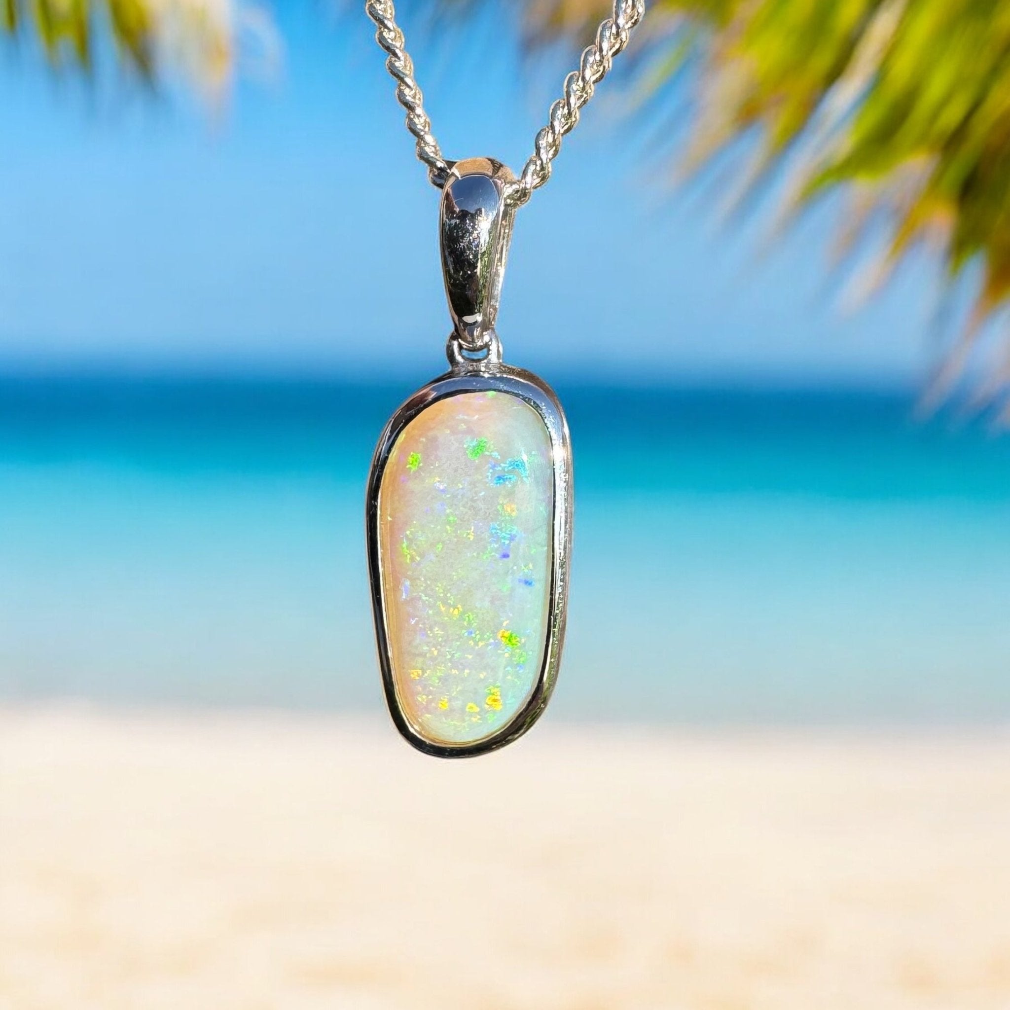 Mintabie Meadowlight ~ 3ct Solid Mintabie Opal 925 Sterling Silver Pendant Necklace