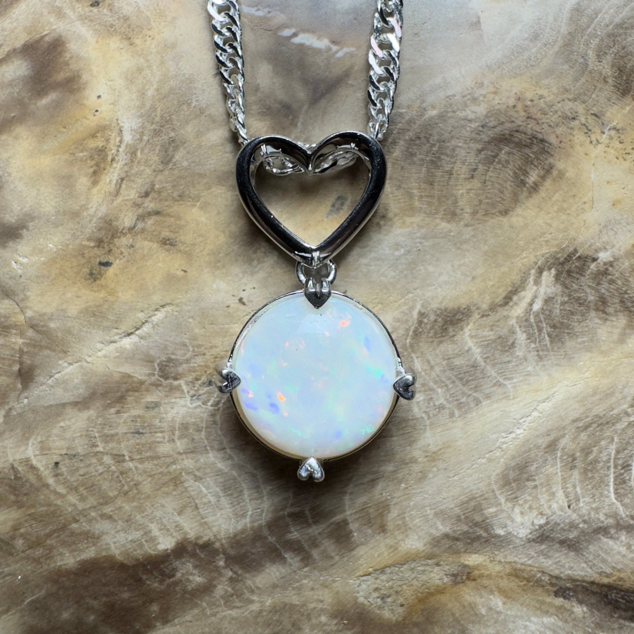 Misty Morning Love - 2.1ct Coober Pedy Opal 925 Silver Pendant