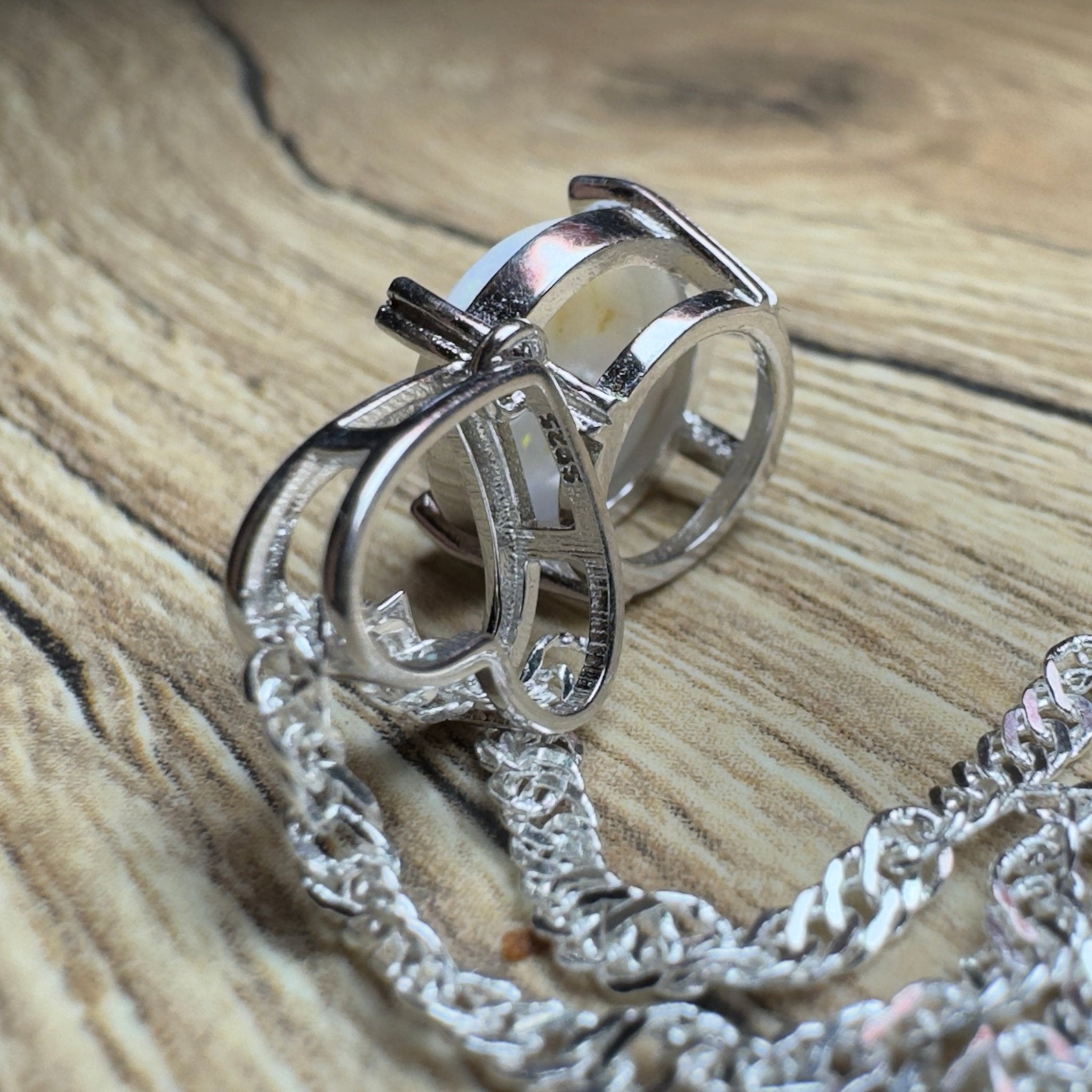 Misty Morning Love - 2.1ct Coober Pedy Opal 925 Silver Pendant