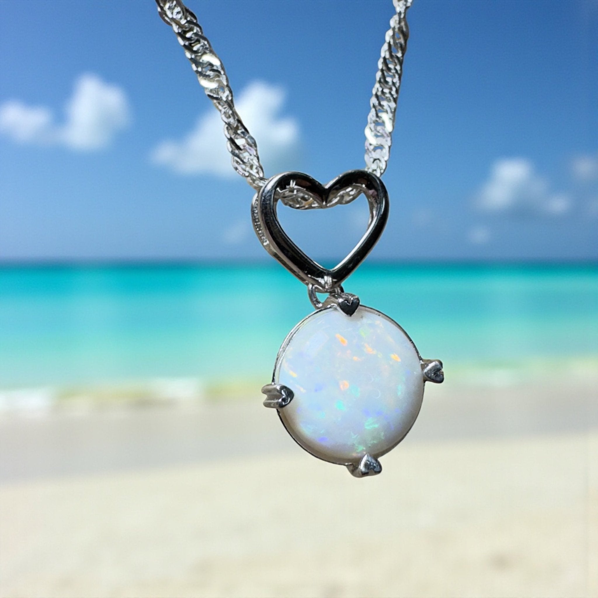 Misty Morning Love - 2.1ct Coober Pedy Opal 925 Silver Pendant