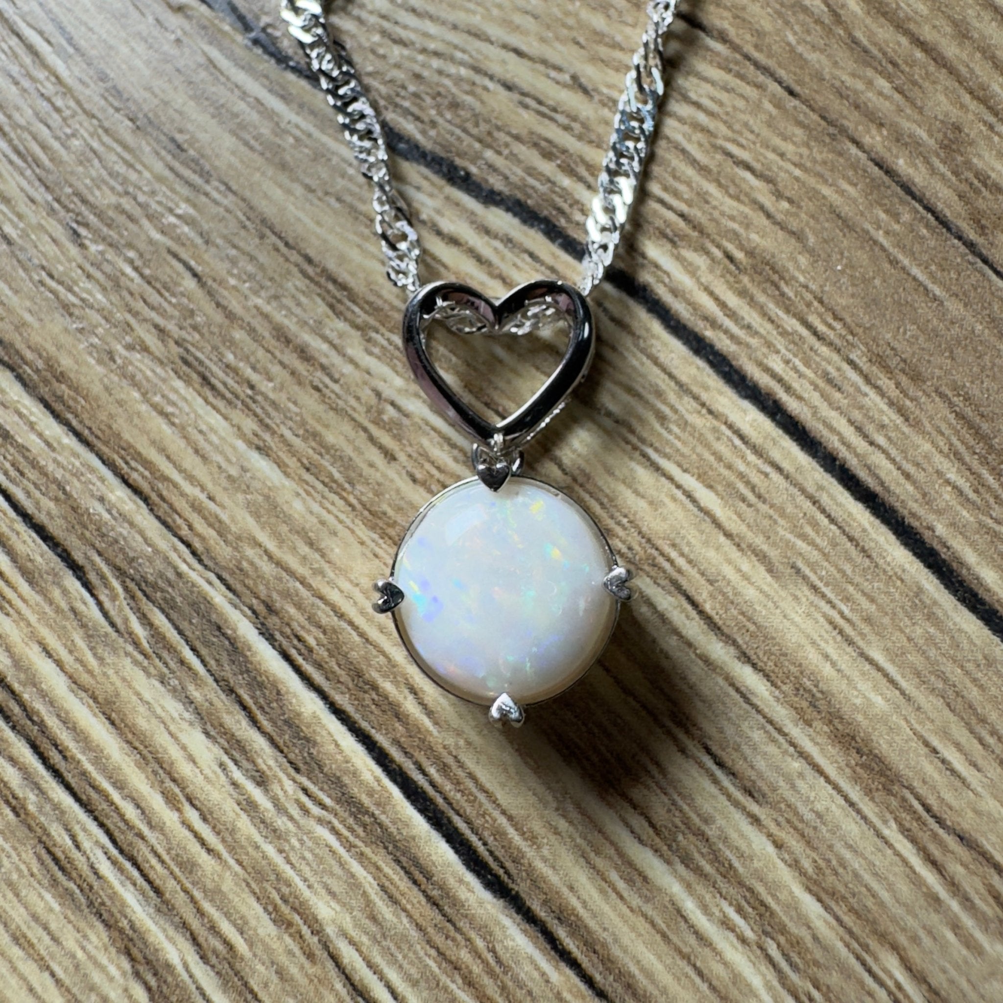 Misty Morning Love - 2.1ct Coober Pedy Opal 925 Silver Pendant