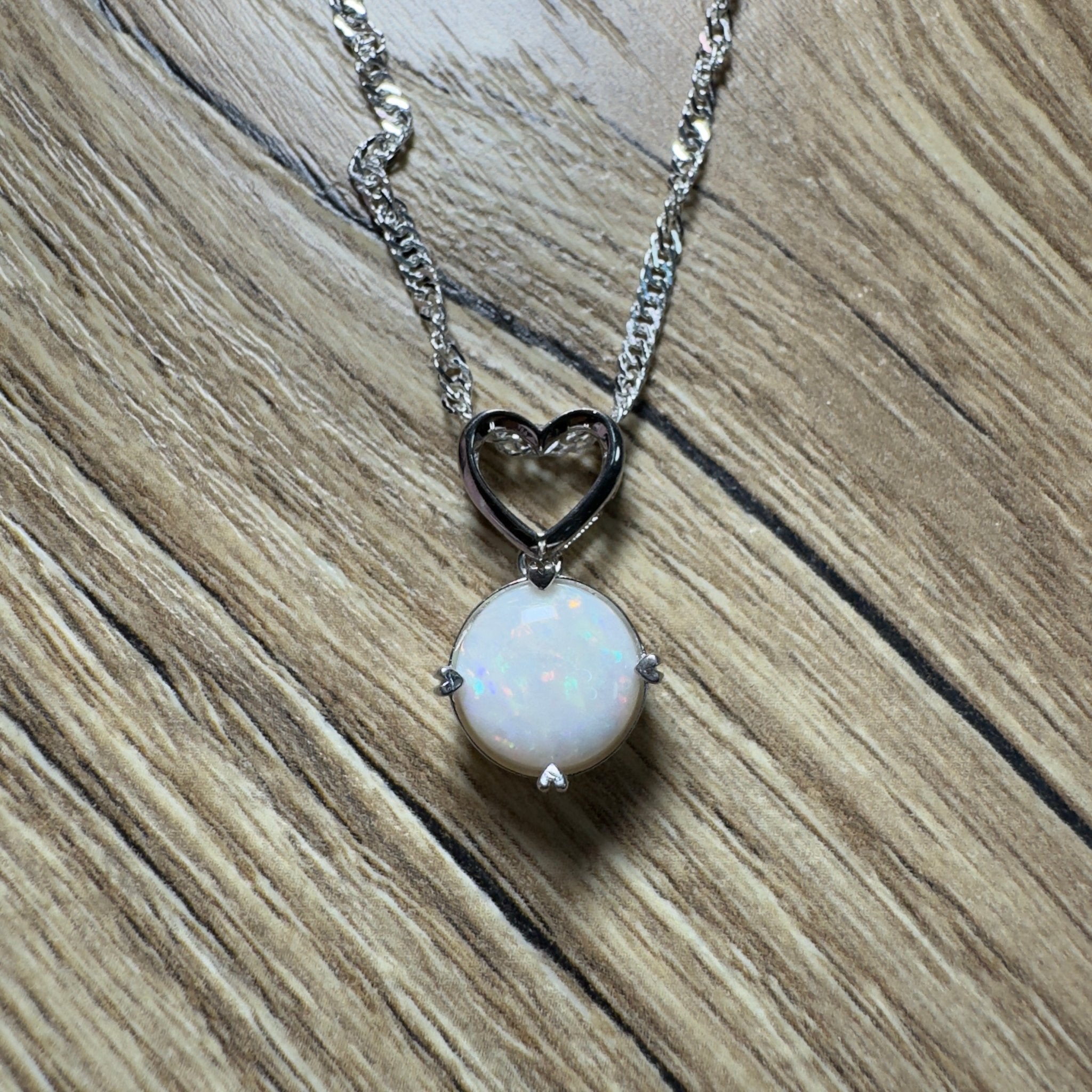 Misty Morning Love - 2.1ct Coober Pedy Opal 925 Silver Pendant