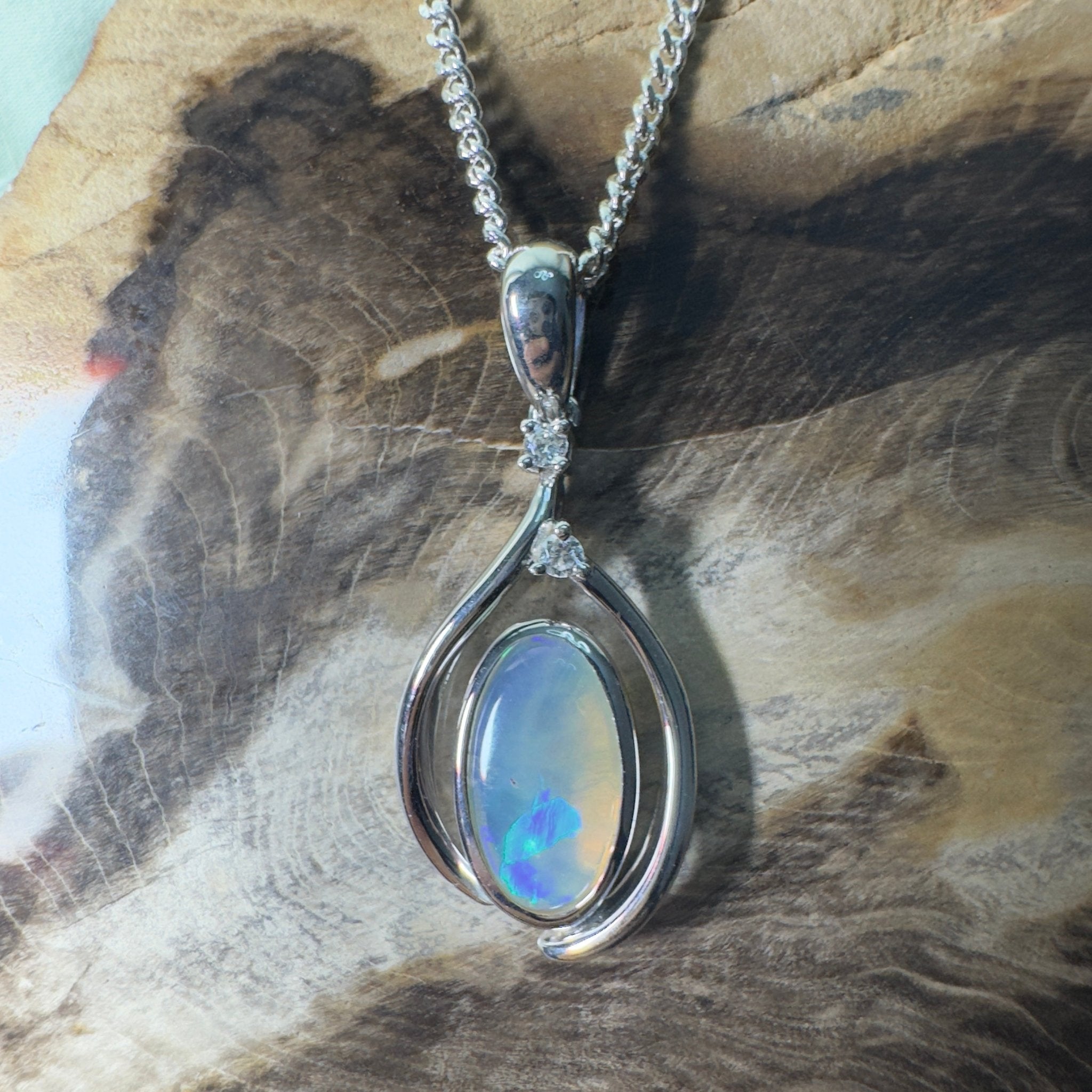 Moon Plain Drift ~ 1.4ct Coober Pedy Crystal Opal 925 Silver Pendant