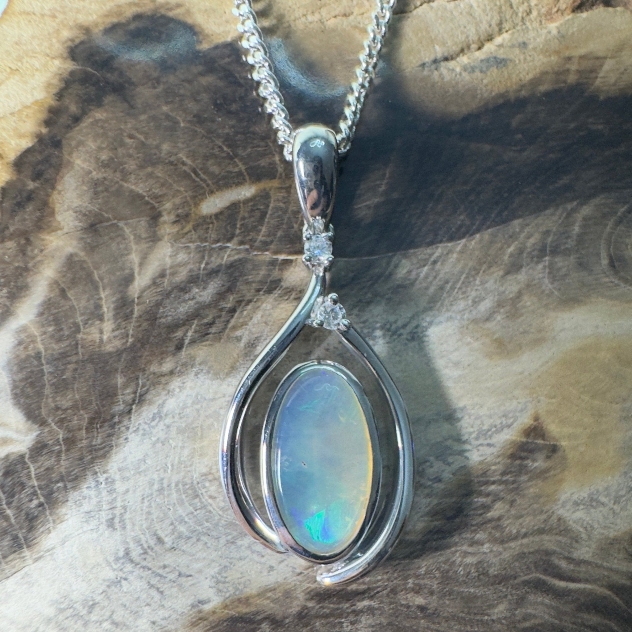 Moon Plain Drift ~ 1.4ct Coober Pedy Crystal Opal 925 Silver Pendant