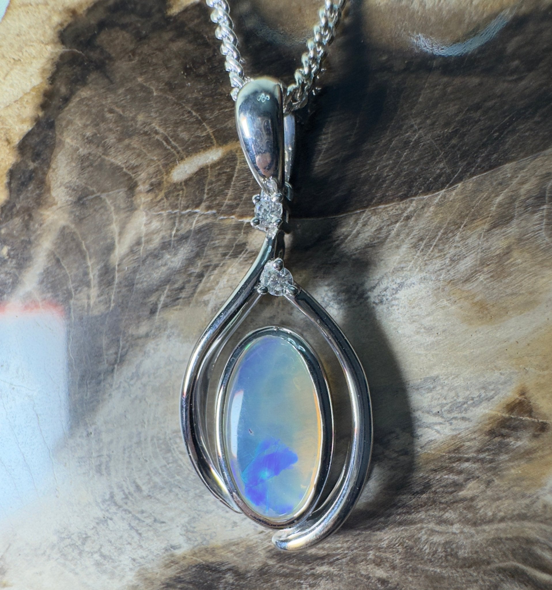 Moon Plain Drift ~ 1.4ct Coober Pedy Crystal Opal 925 Silver Pendant