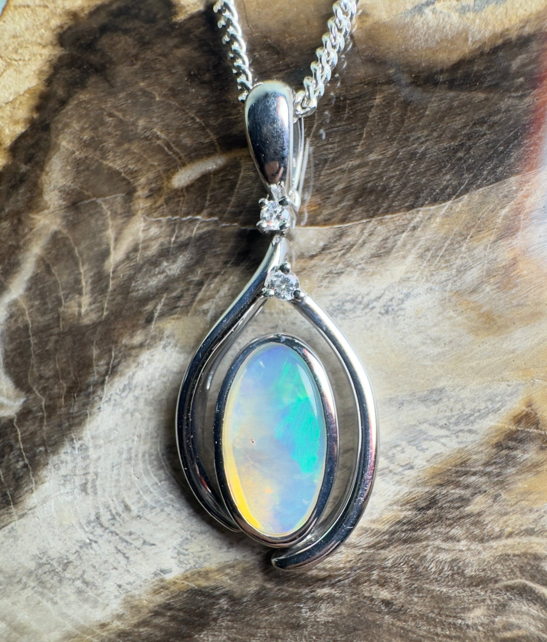 Moon Plain Drift ~ 1.4ct Coober Pedy Crystal Opal 925 Silver Pendant