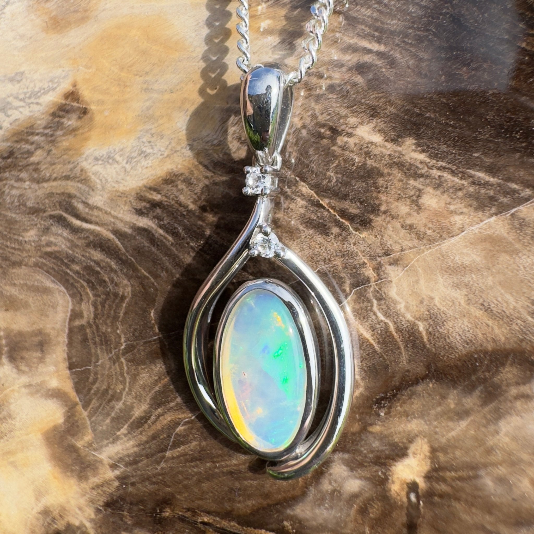 Moon Plain Drift ~ 1.4ct Coober Pedy Crystal Opal 925 Silver Pendant