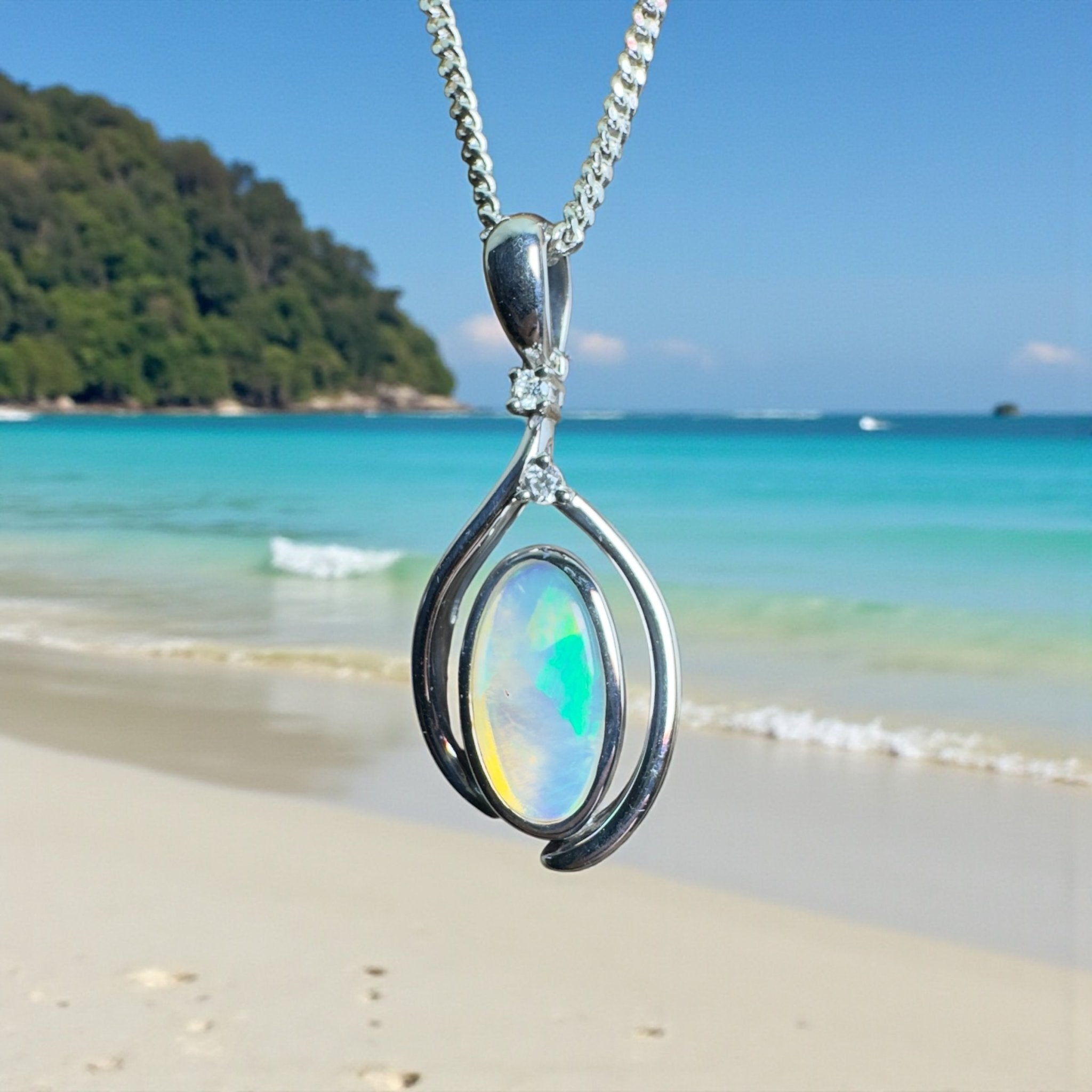 Moon Plain Drift ~ 1.4ct Coober Pedy Crystal Opal 925 Silver Pendant