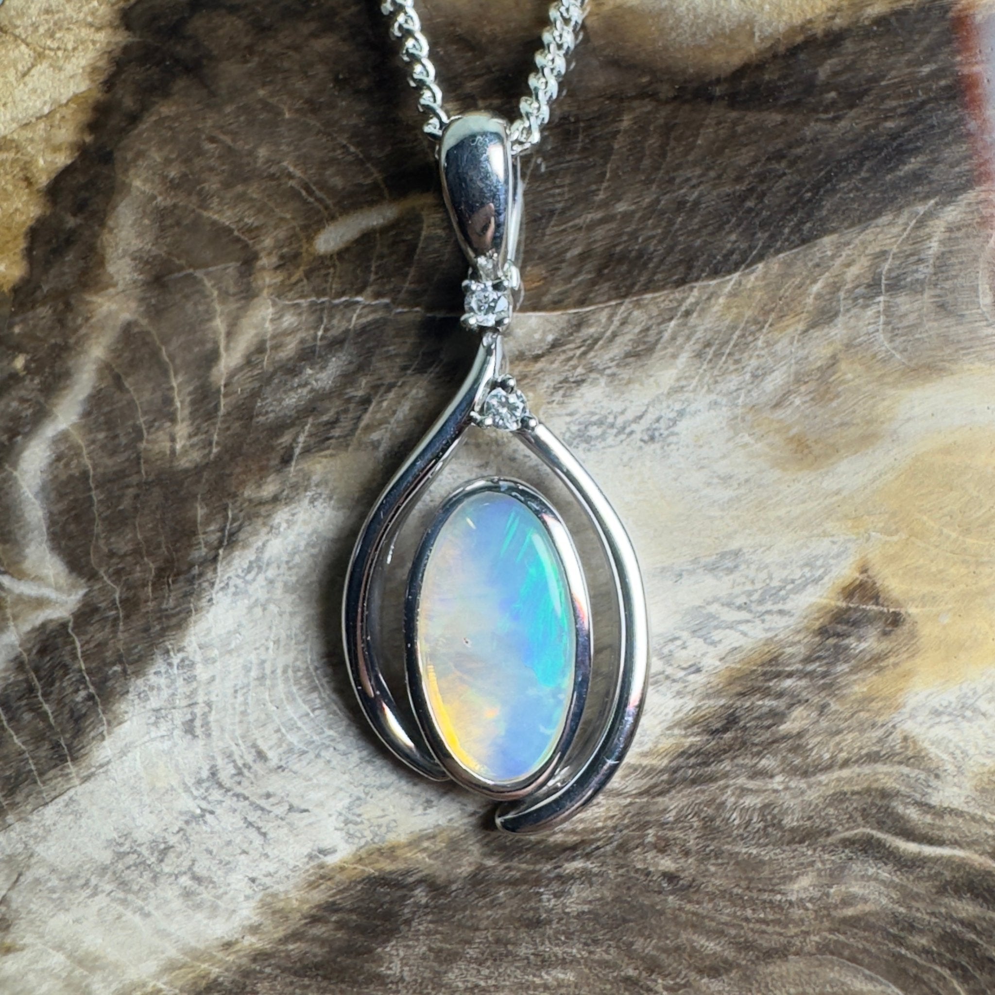 Moon Plain Drift ~ 1.4ct Coober Pedy Crystal Opal 925 Silver Pendant