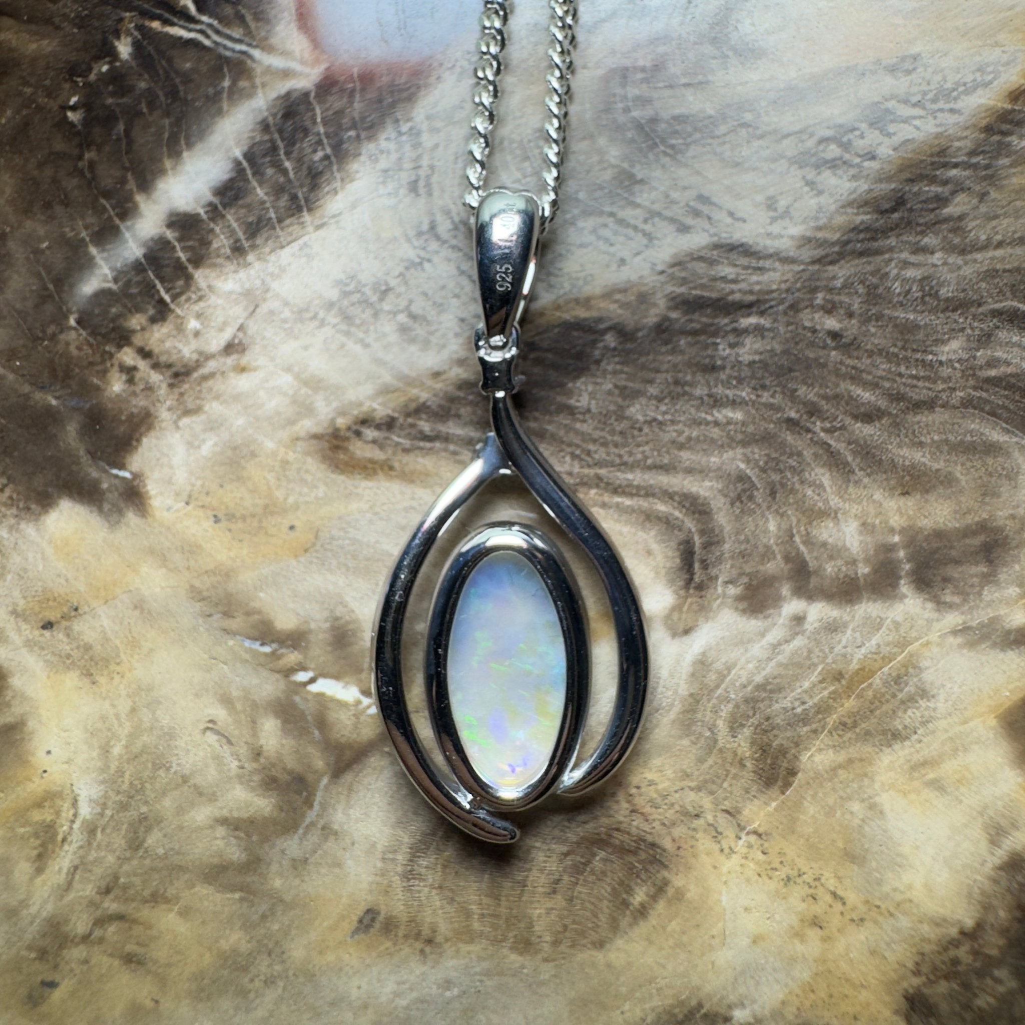 Moon Plain Drift ~ 1.4ct Coober Pedy Crystal Opal 925 Silver Pendant