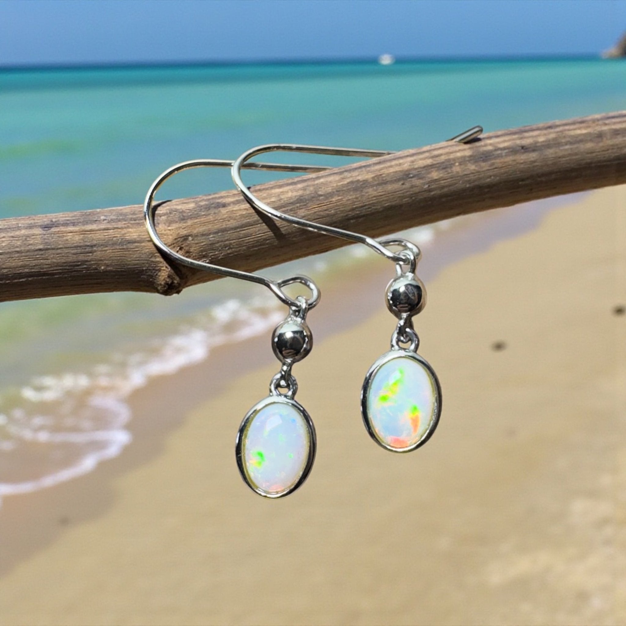 Moon Plain Shimmer - 1.2ct Coober Pedy Opal 925 Silver Earrings