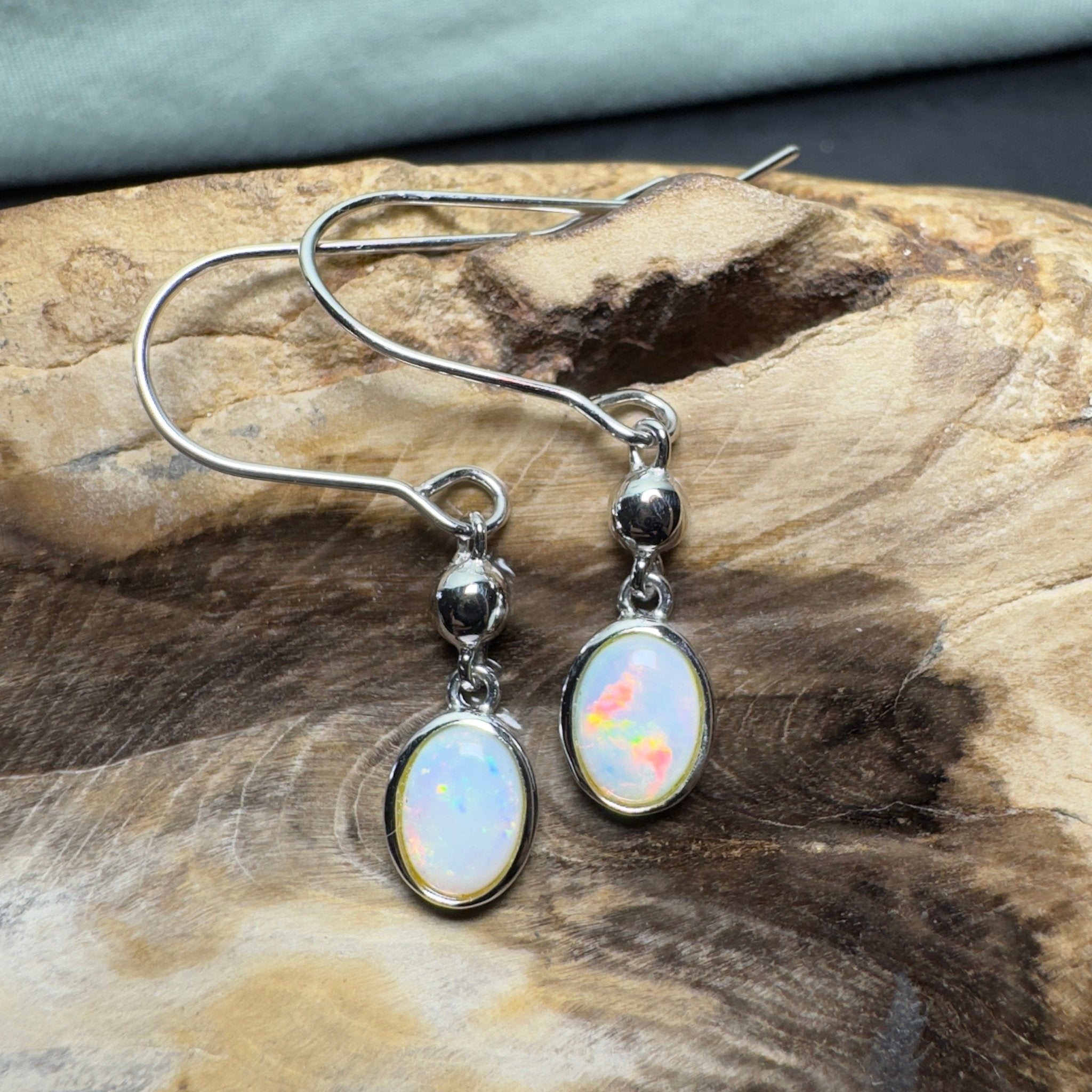 Moon Plain Shimmer - 1.2ct Coober Pedy Opal 925 Silver Earrings