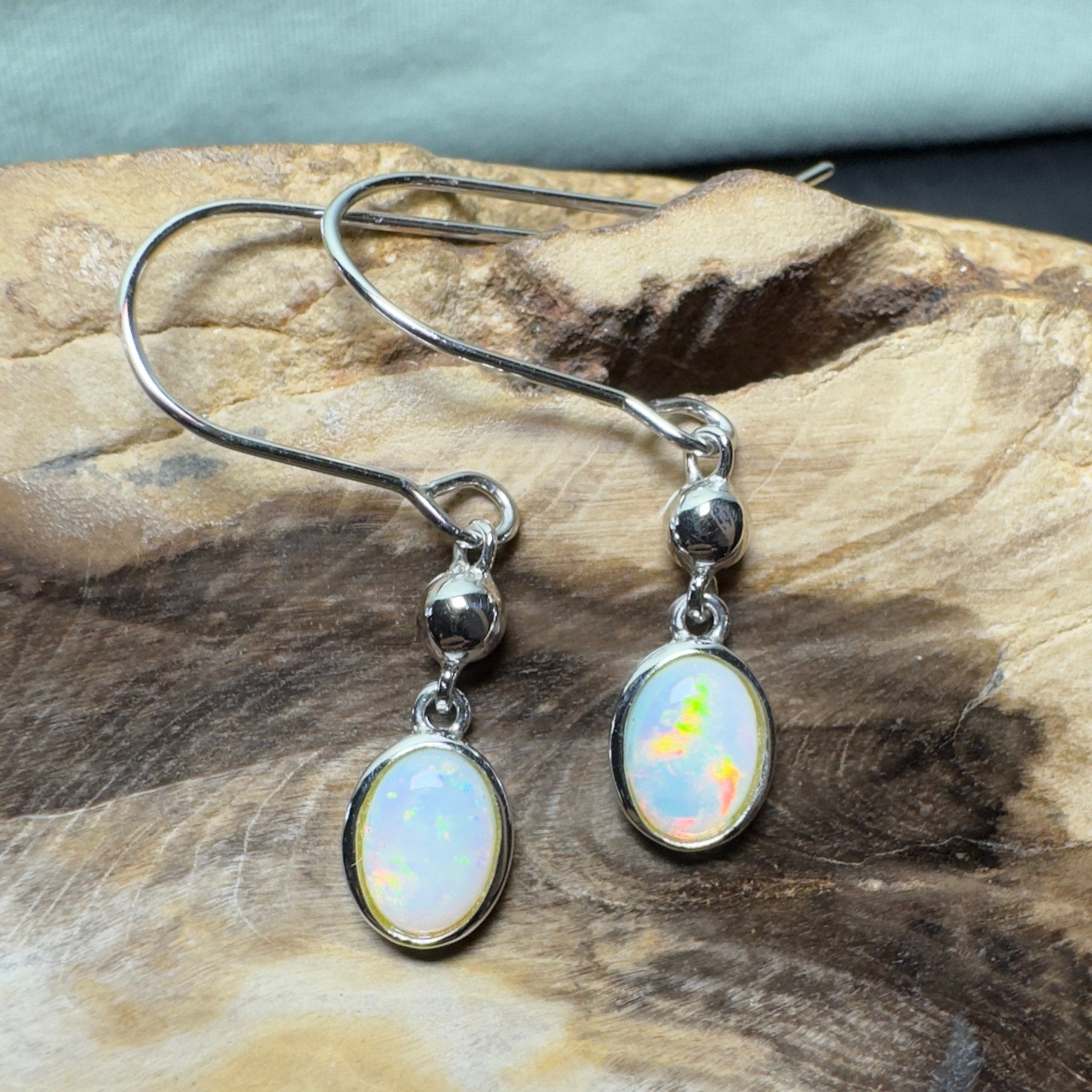 Moon Plain Shimmer - 1.2ct Coober Pedy Opal 925 Silver Earrings