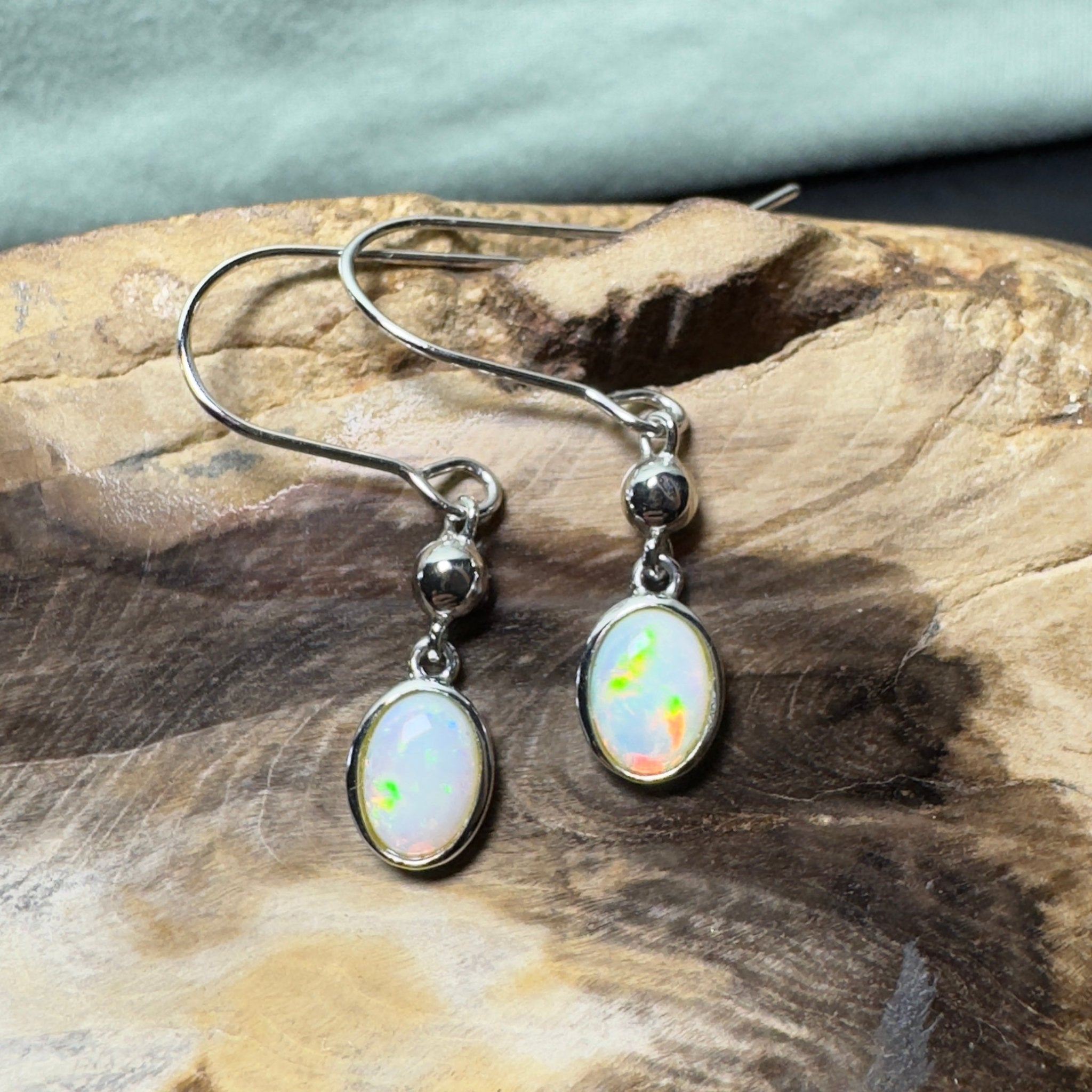 Moon Plain Shimmer - 1.2ct Coober Pedy Opal 925 Silver Earrings