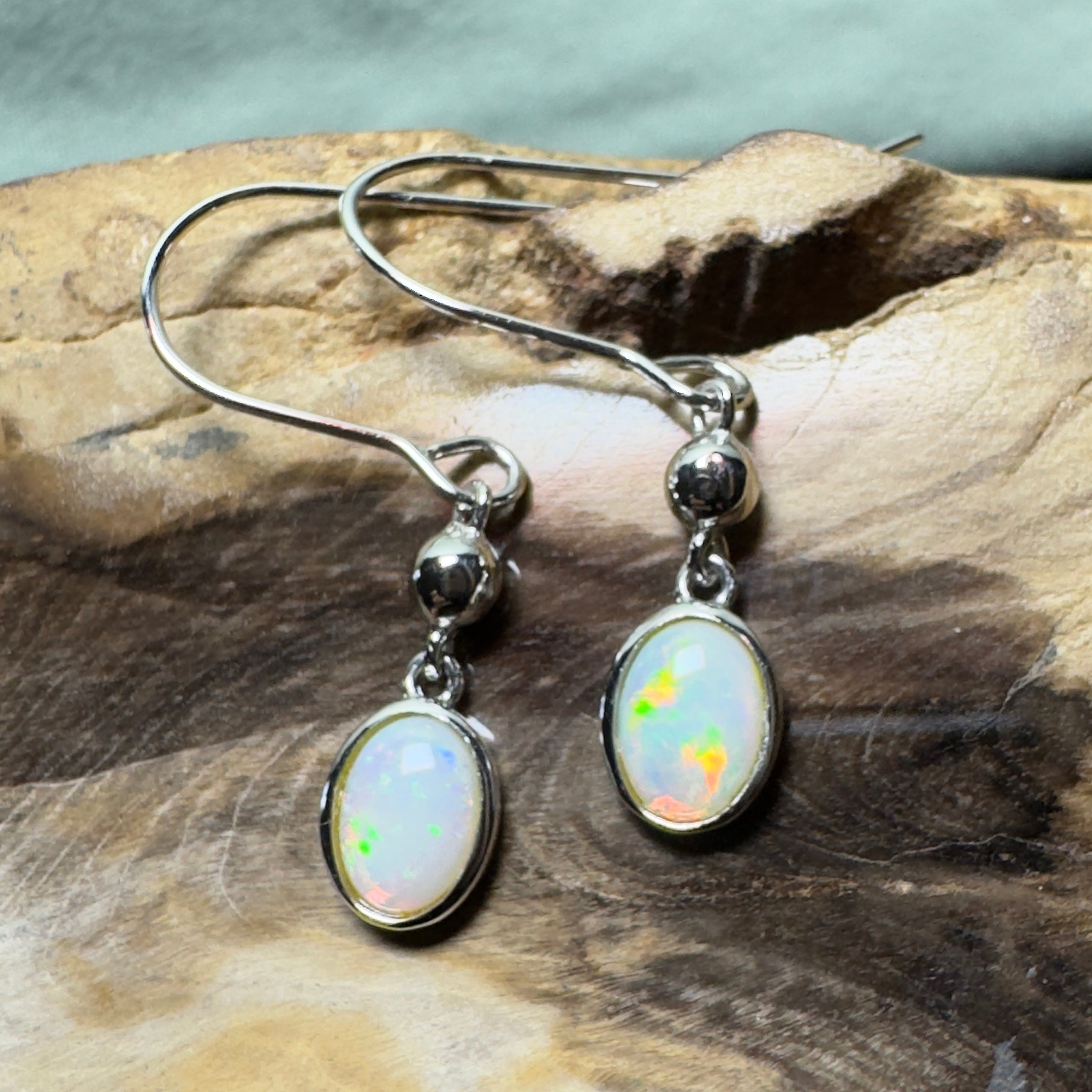 Moon Plain Shimmer - 1.2ct Coober Pedy Opal 925 Silver Earrings