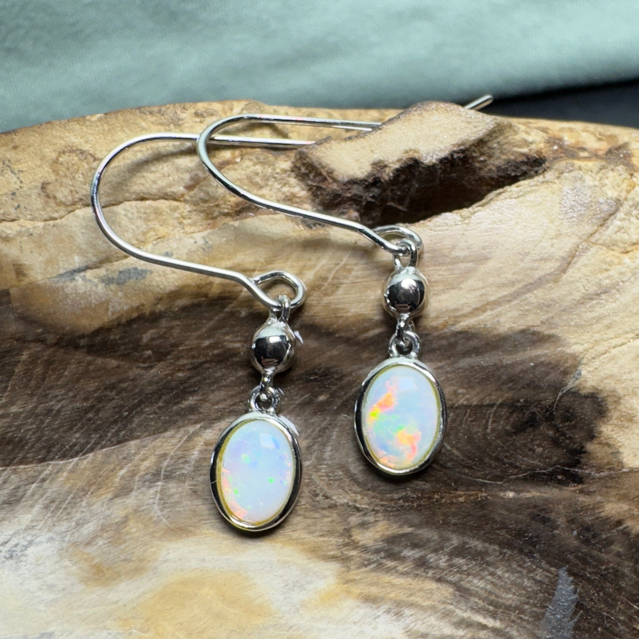 Moon Plain Shimmer - 1.2ct Coober Pedy Opal 925 Silver Earrings