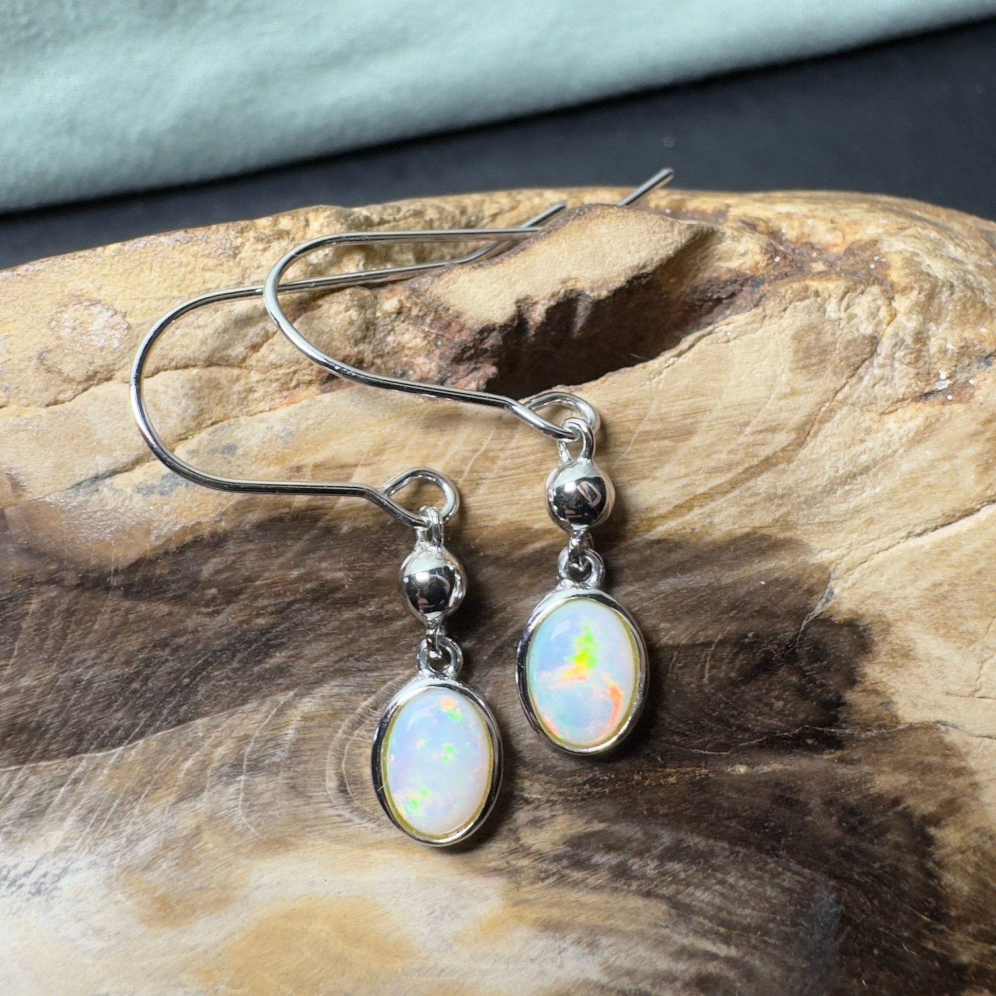 Moon Plain Shimmer - 1.2ct Coober Pedy Opal 925 Silver Earrings