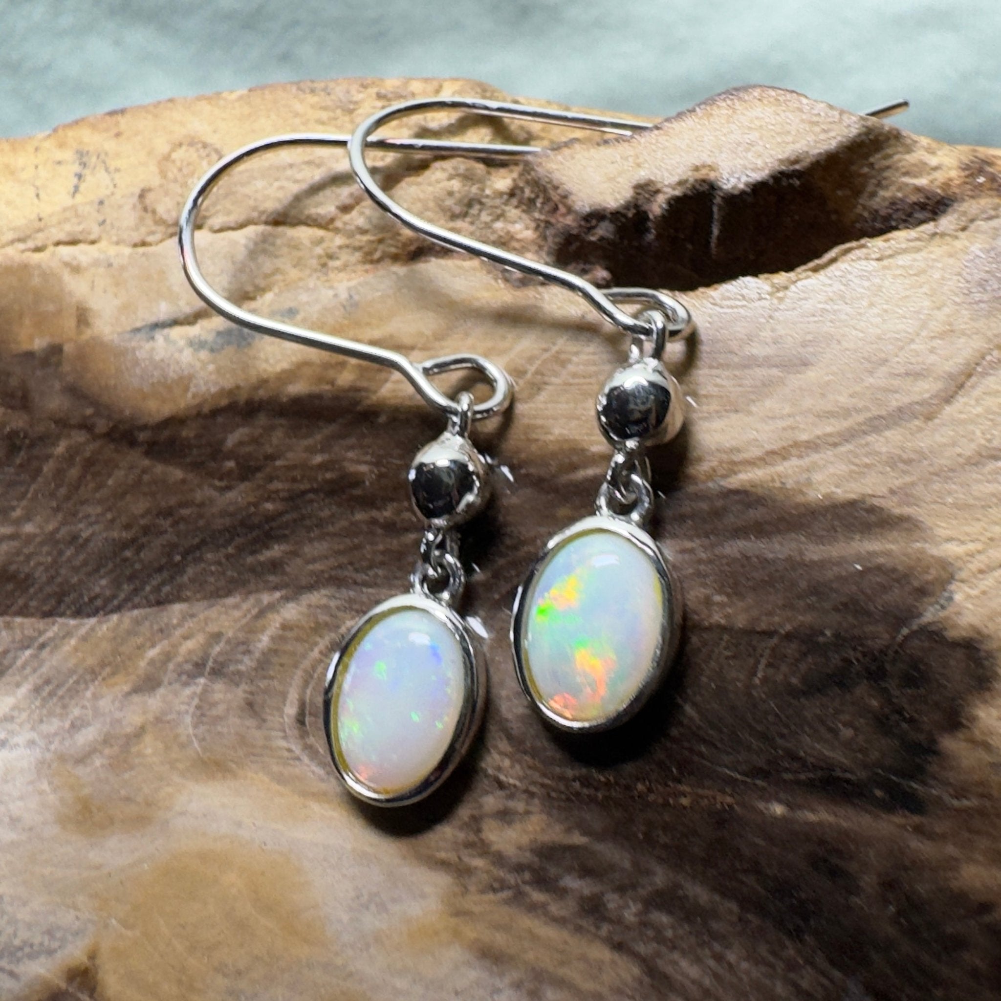 Moon Plain Shimmer - 1.2ct Coober Pedy Opal 925 Silver Earrings