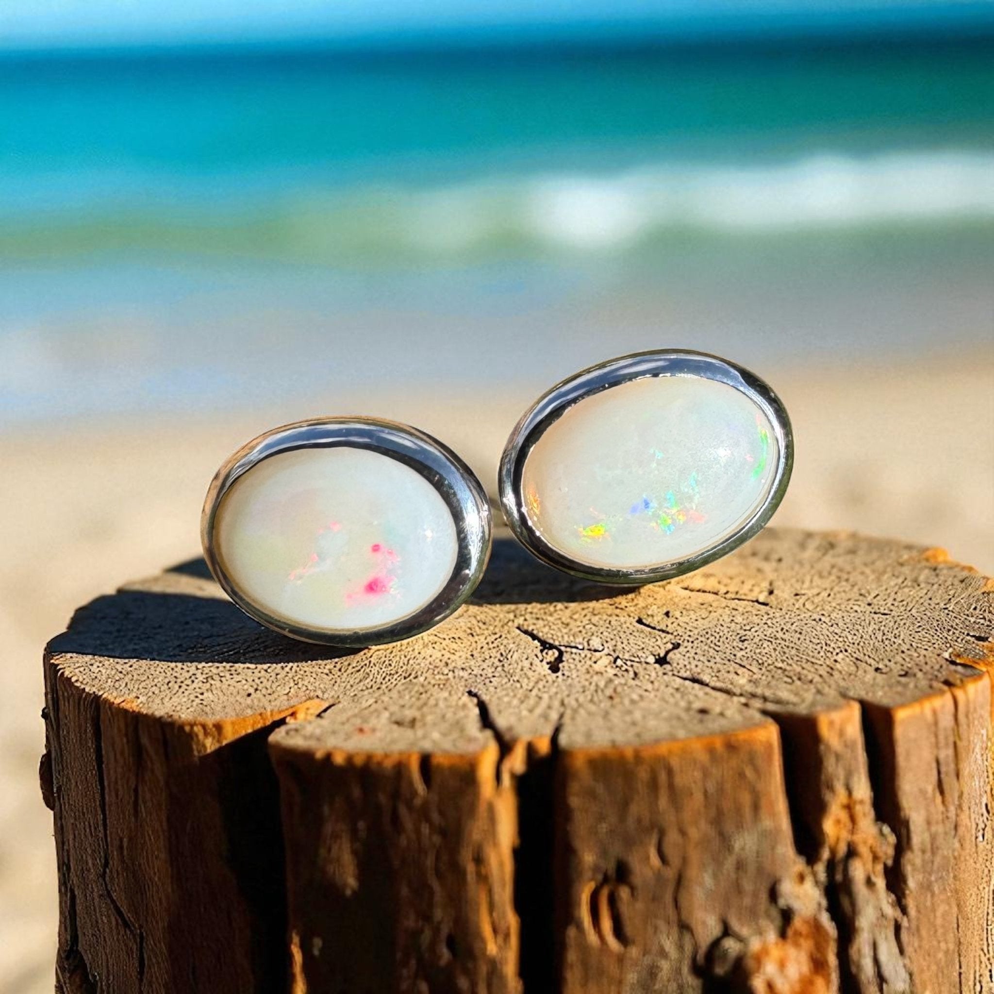 Moon Plains ~ 2ct Coober Pedy Opal Sterling Silver Earrings
