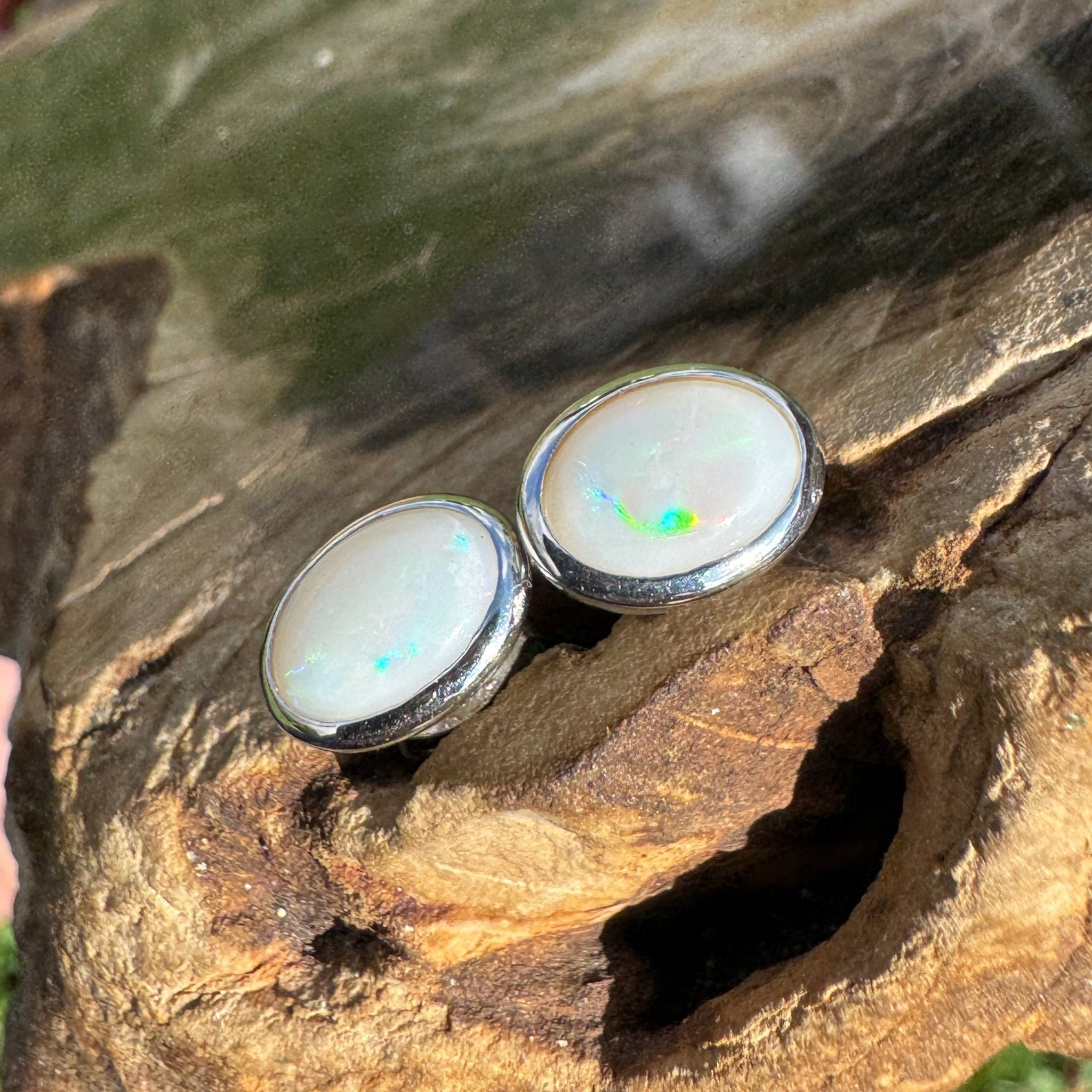 Moon Plains ~ 2ct Coober Pedy Opal Sterling Silver Earrings