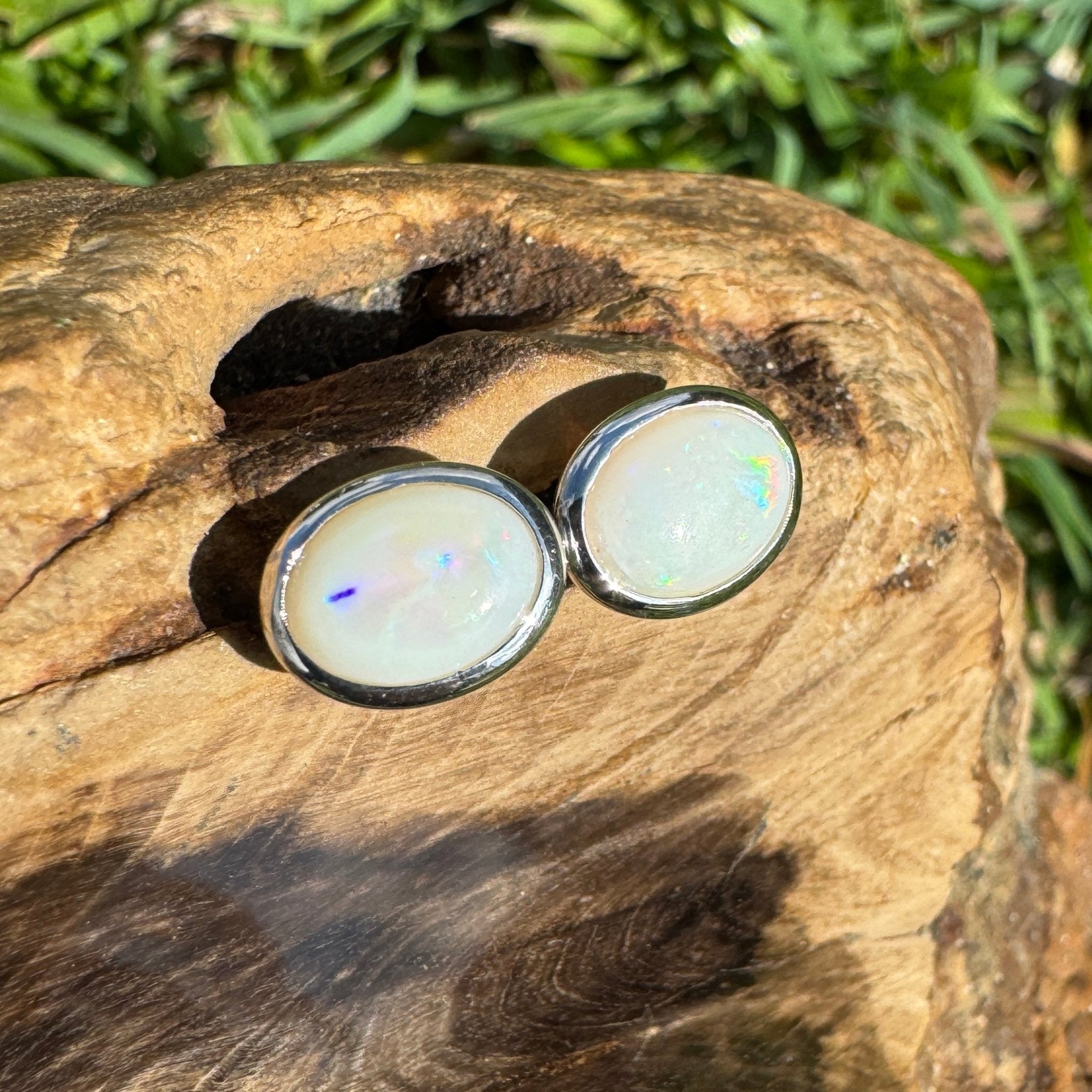 Moon Plains ~ 2ct Coober Pedy Opal Sterling Silver Earrings