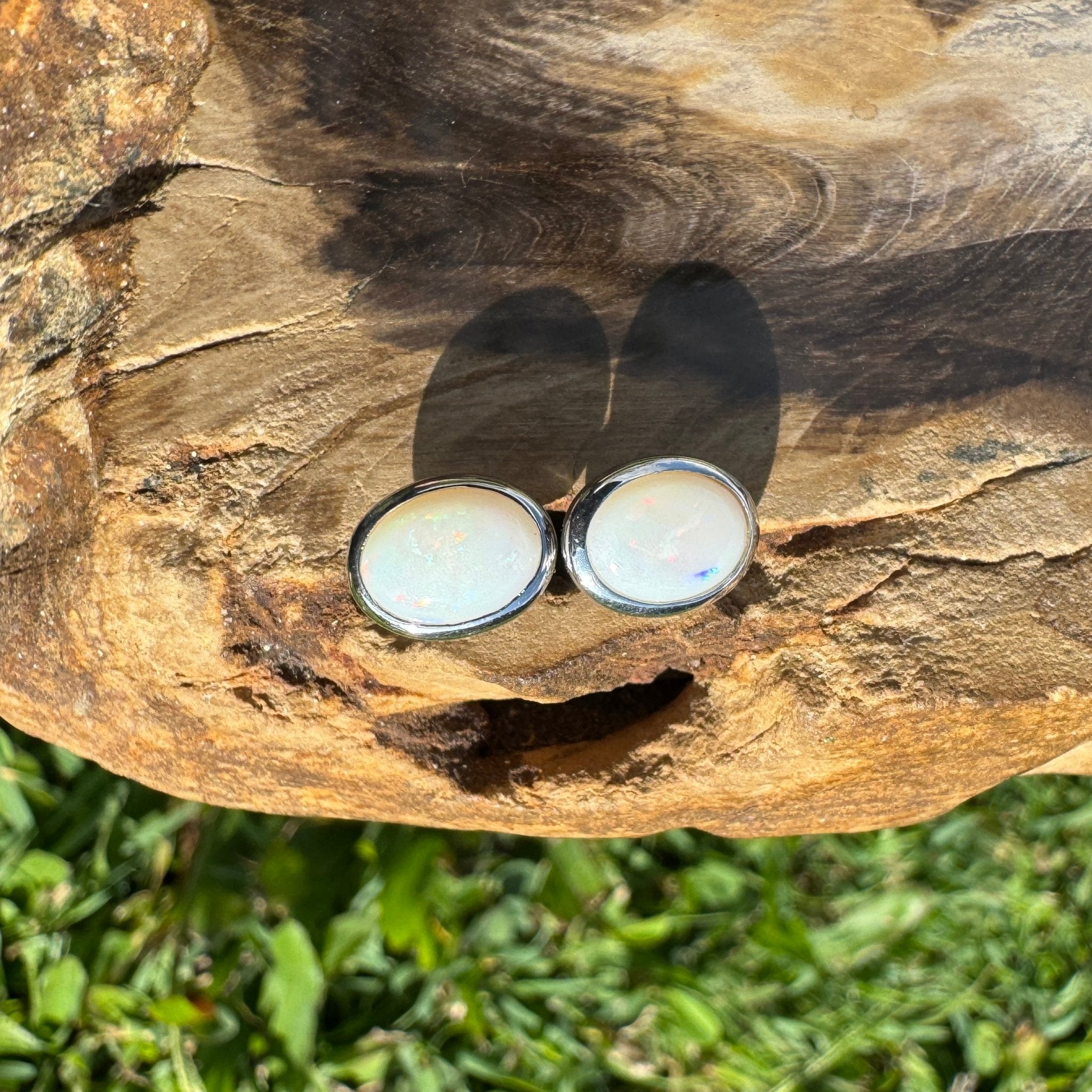 Moon Plains ~ 2ct Coober Pedy Opal Sterling Silver Earrings