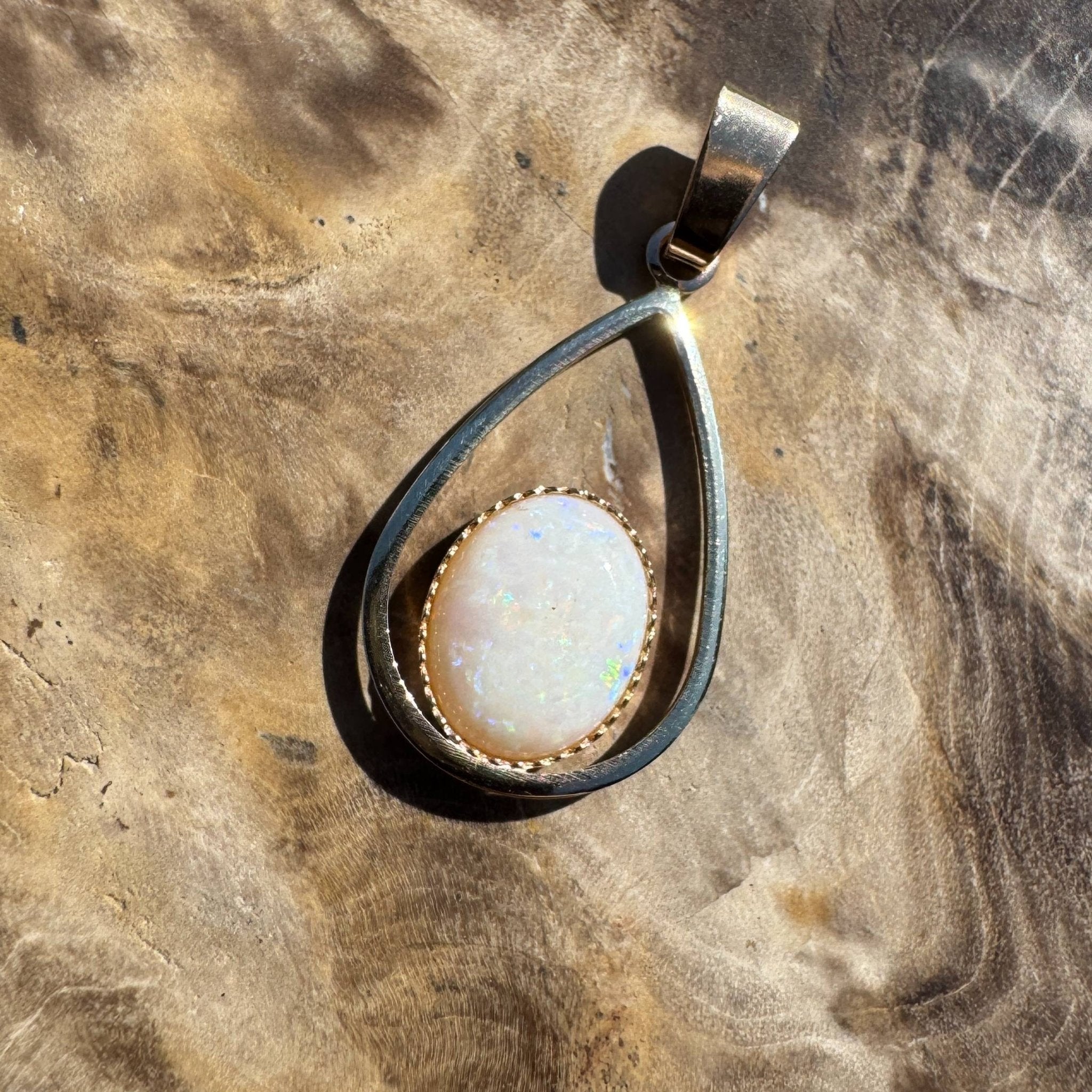 Moonlit Whisper ~ 1ct Solid Coober Pedy Opal 9ct Gold Pendant