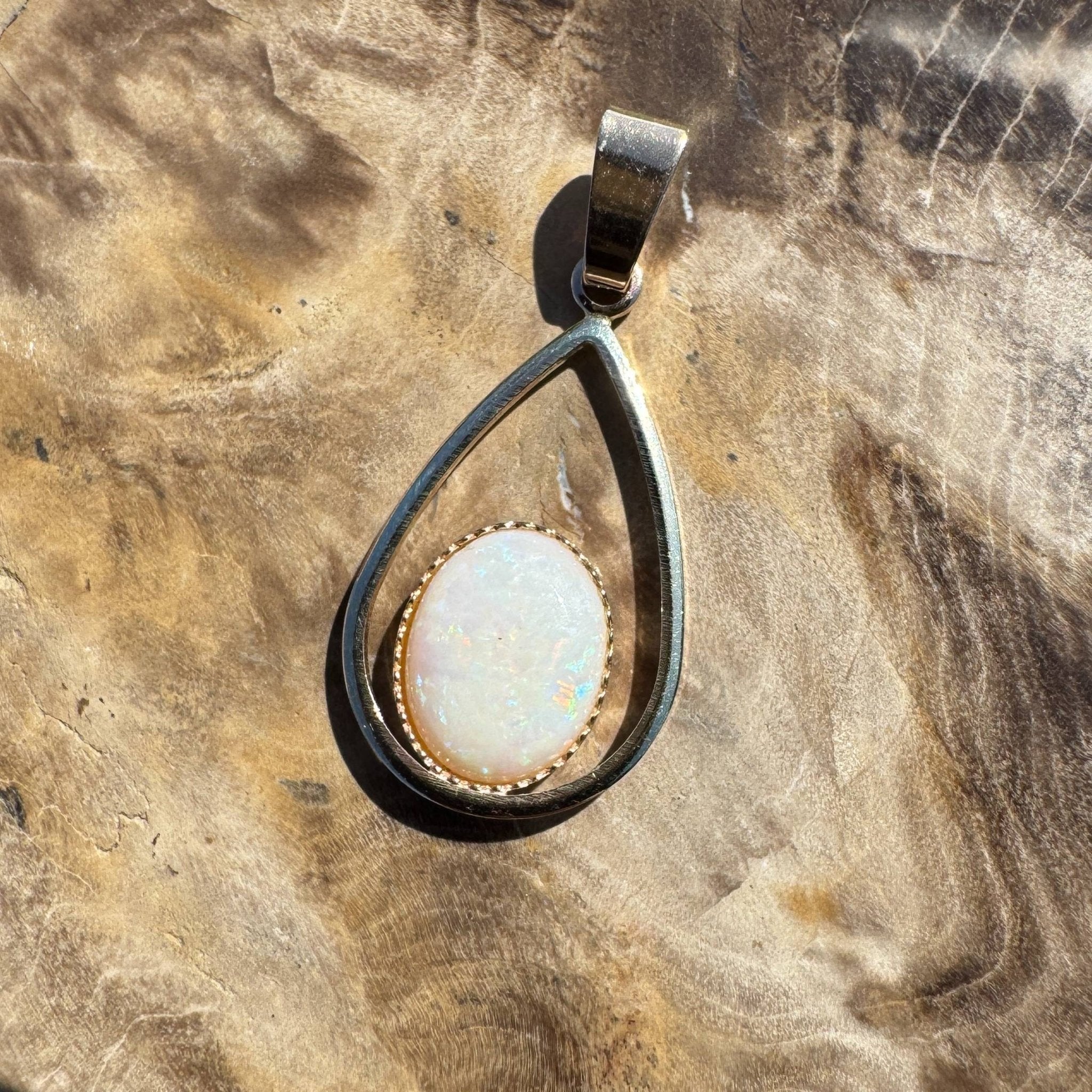 Moonlit Whisper ~ 1ct Solid Coober Pedy Opal 9ct Gold Pendant