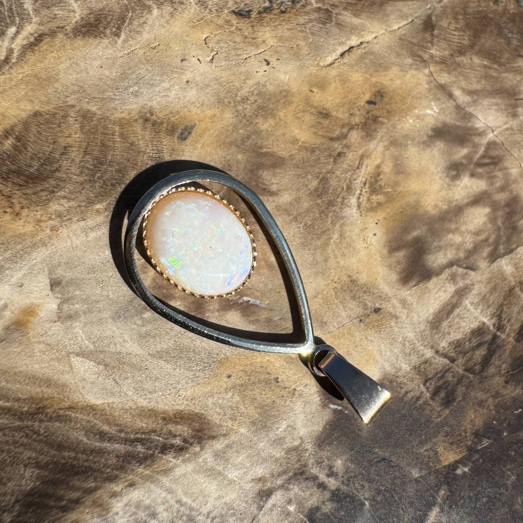 Moonlit Whisper ~ 1ct Solid Coober Pedy Opal 9ct Gold Pendant