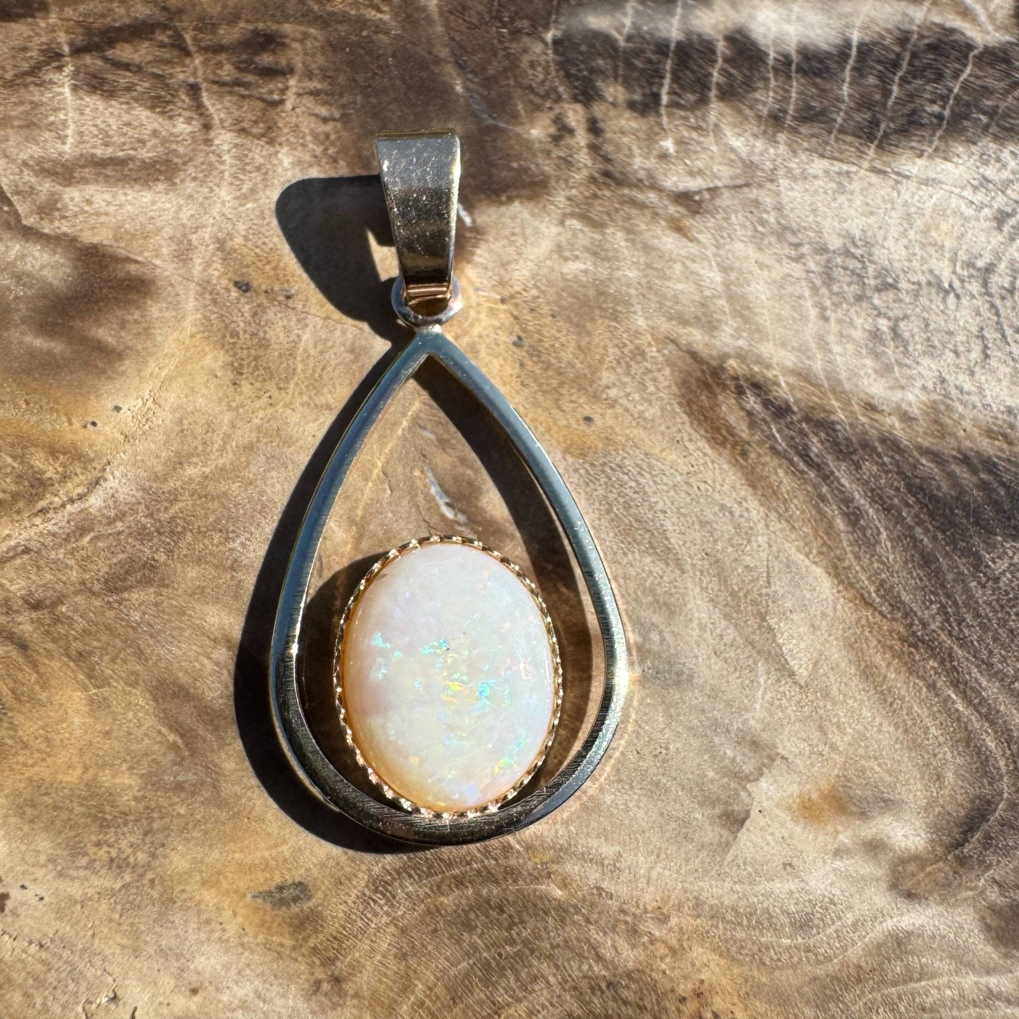 Moonlit Whisper ~ 1ct Solid Coober Pedy Opal 9ct Gold Pendant