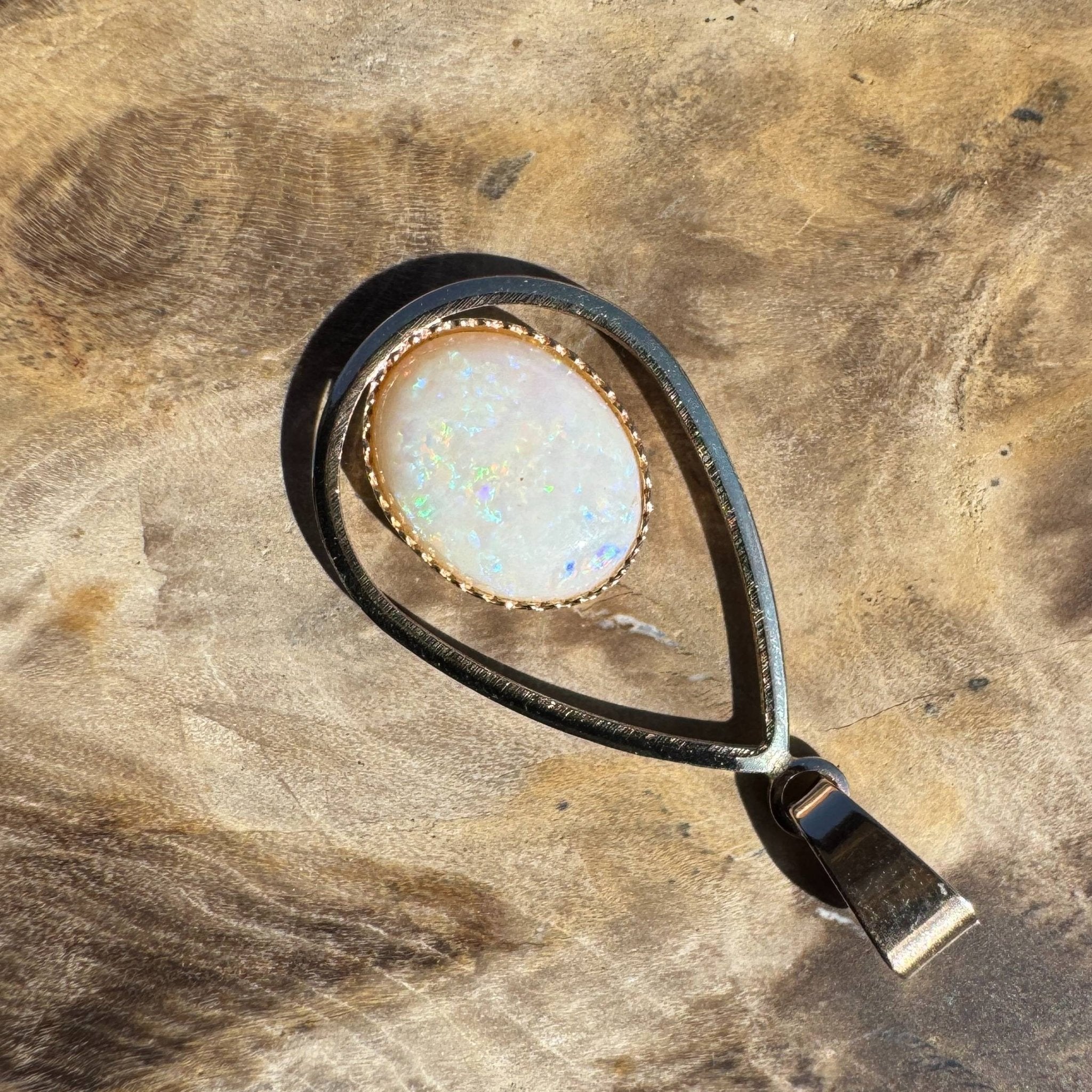 Moonlit Whisper ~ 1ct Solid Coober Pedy Opal 9ct Gold Pendant