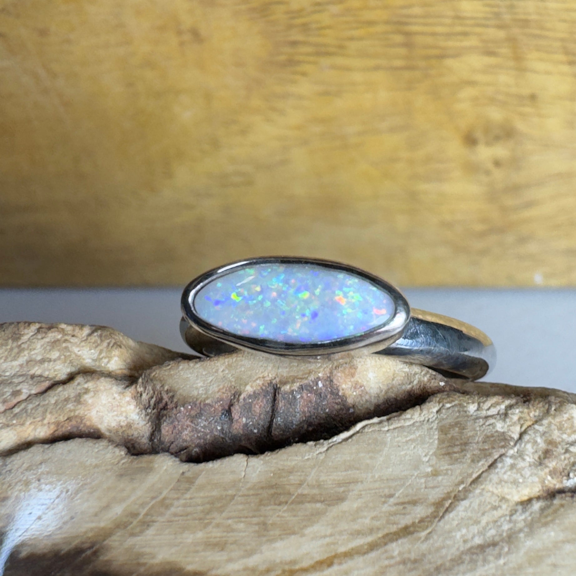 Morning at Montville – 1.4ct Lightning Ridge Solid Opal 925 Sterling Silver Ring