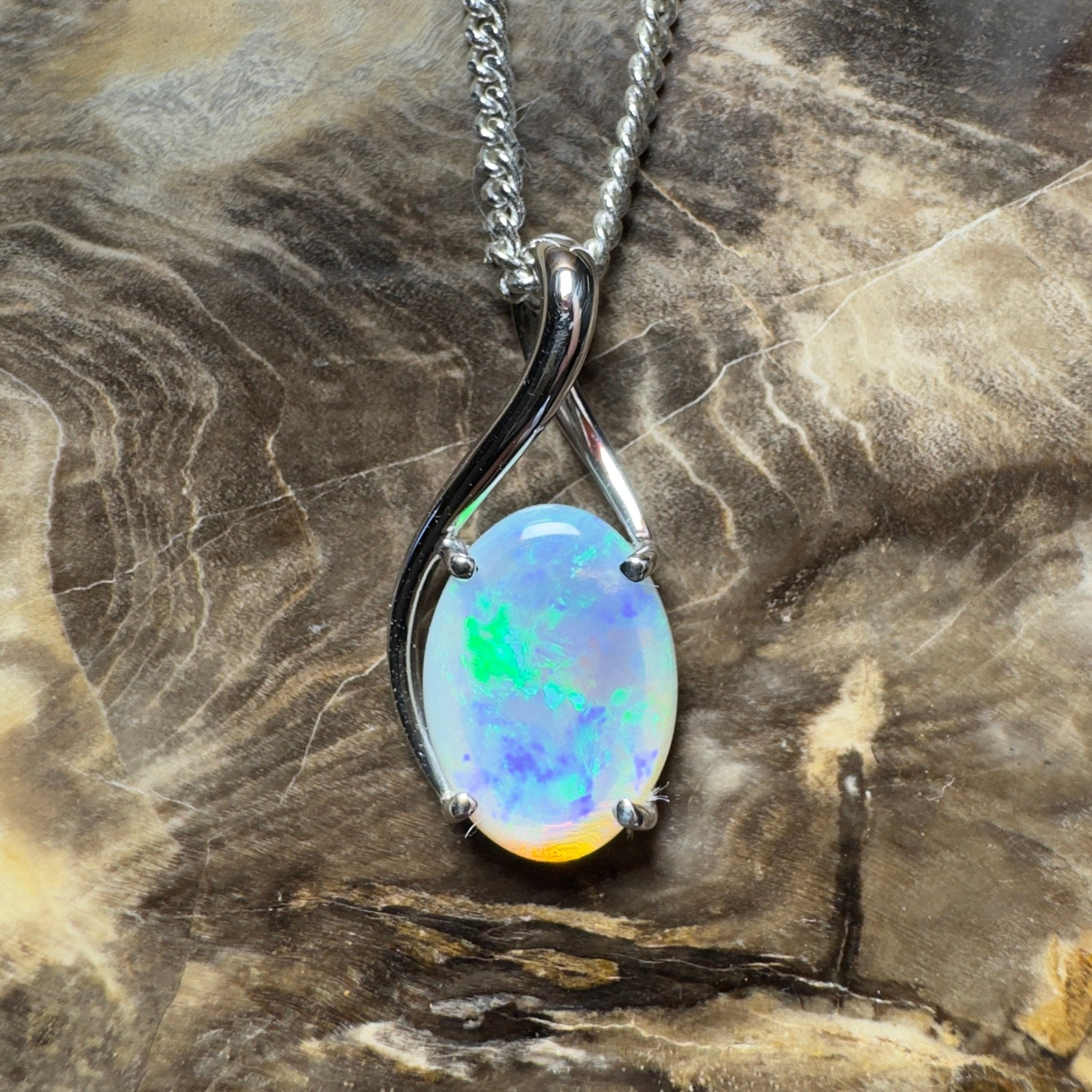Mornington Dew ~ 1.75ct Coober Pedy Opal 925 Silver Pendant
