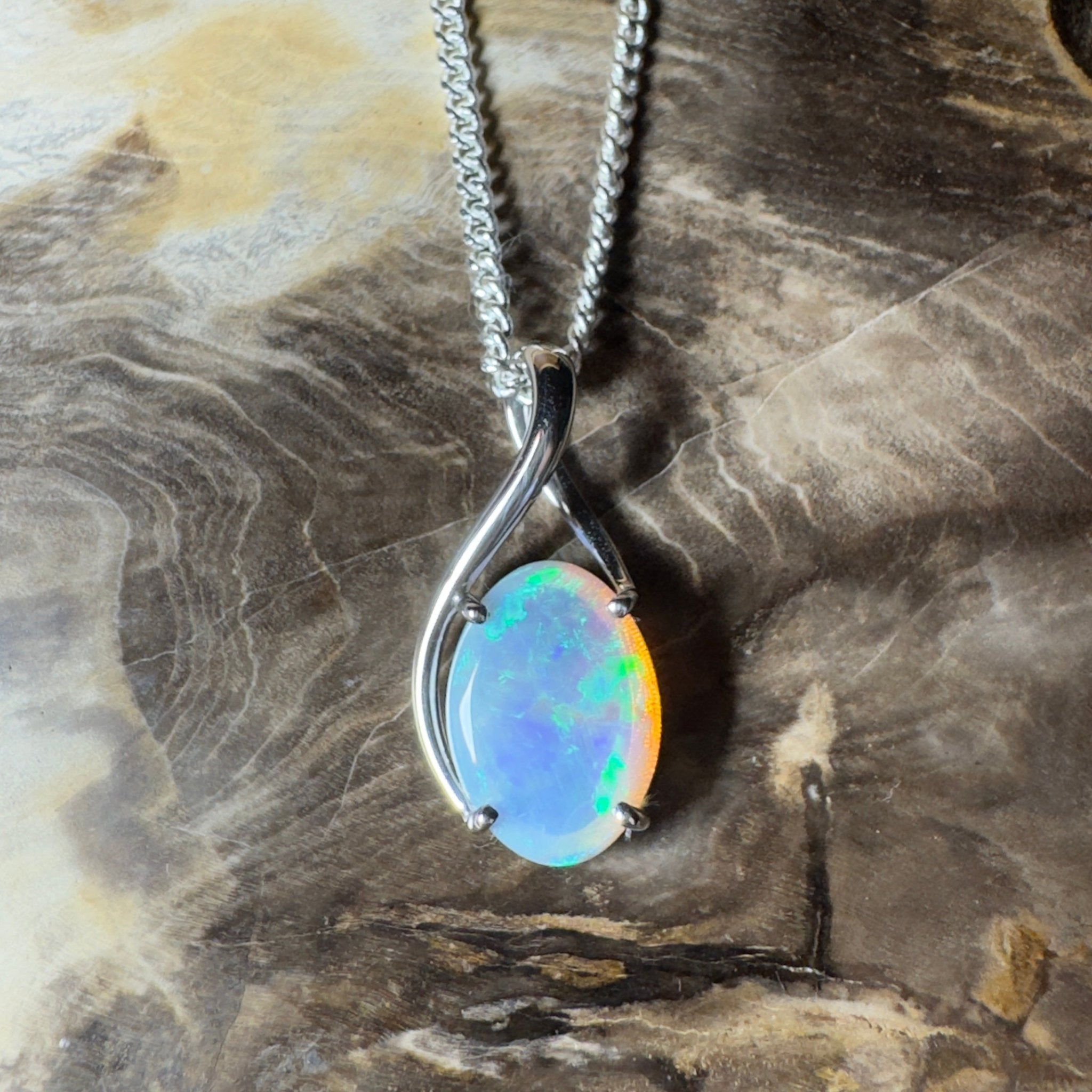 Mornington Dew ~ 1.75ct Coober Pedy Opal 925 Silver Pendant