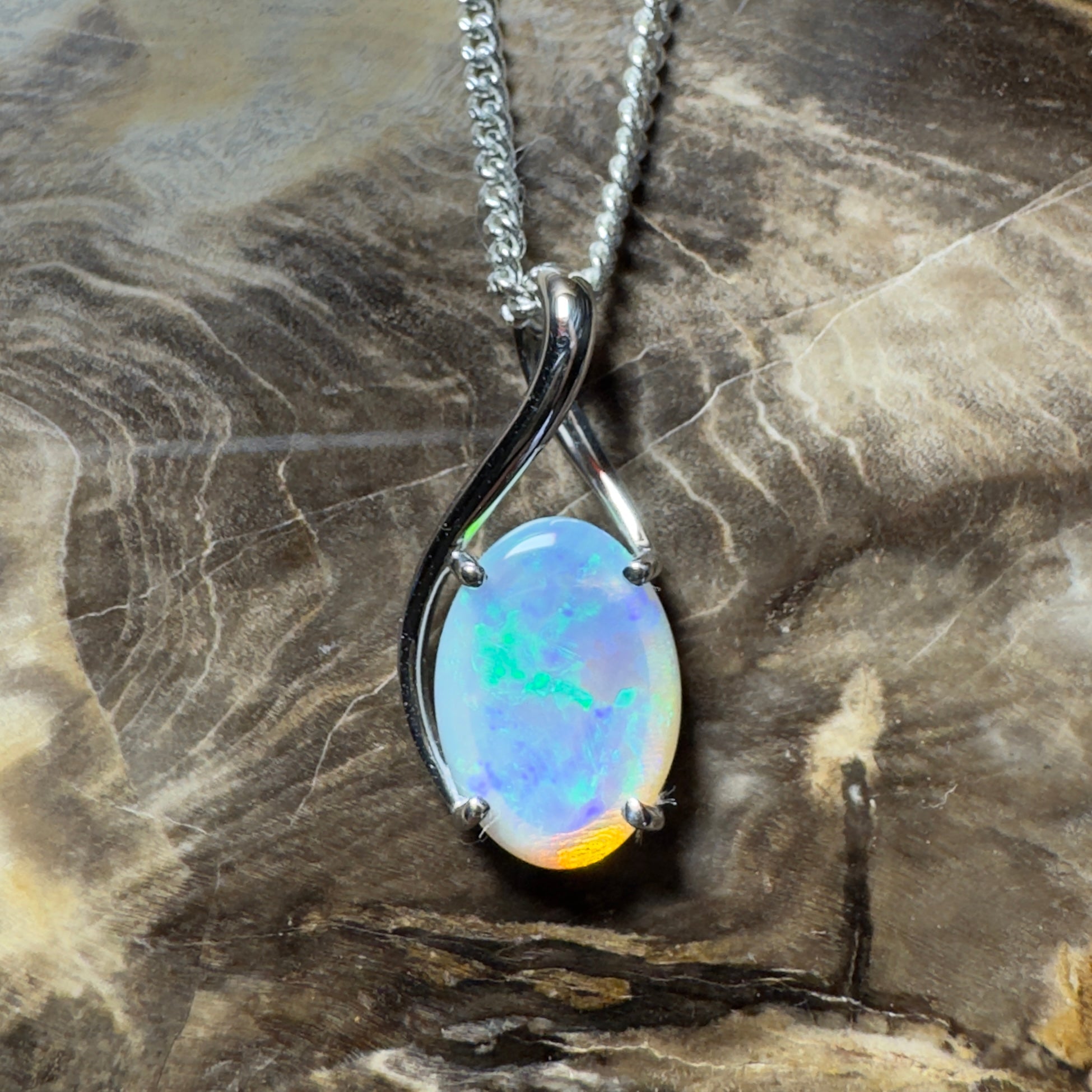Mornington Dew ~ 1.75ct Coober Pedy Opal 925 Silver Pendant