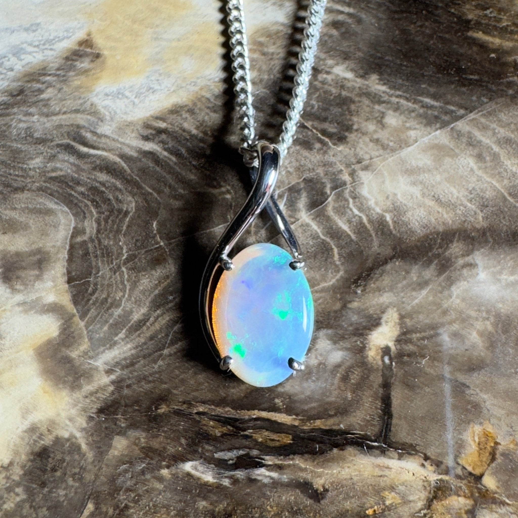Mornington Dew ~ 1.75ct Coober Pedy Opal 925 Silver Pendant