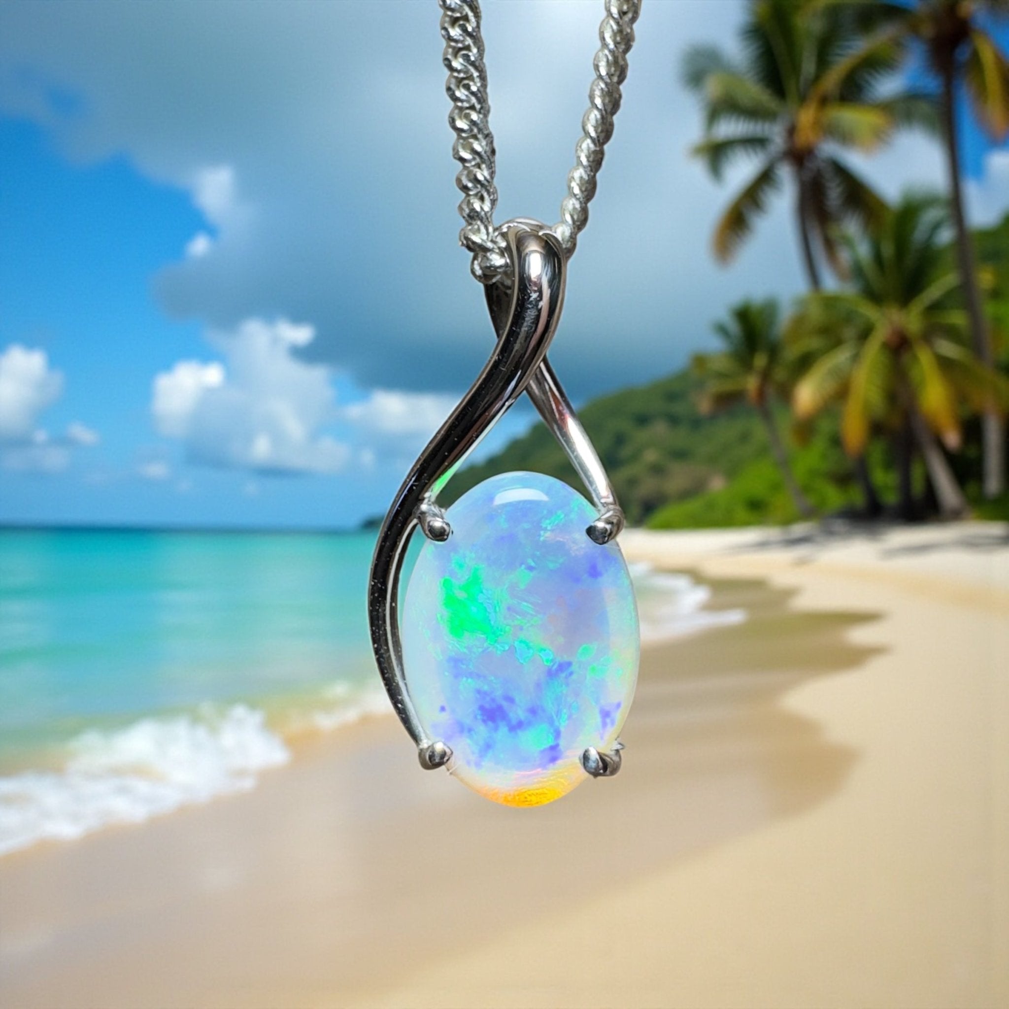 Mornington Dew ~ 1.75ct Coober Pedy Opal 925 Silver Pendant