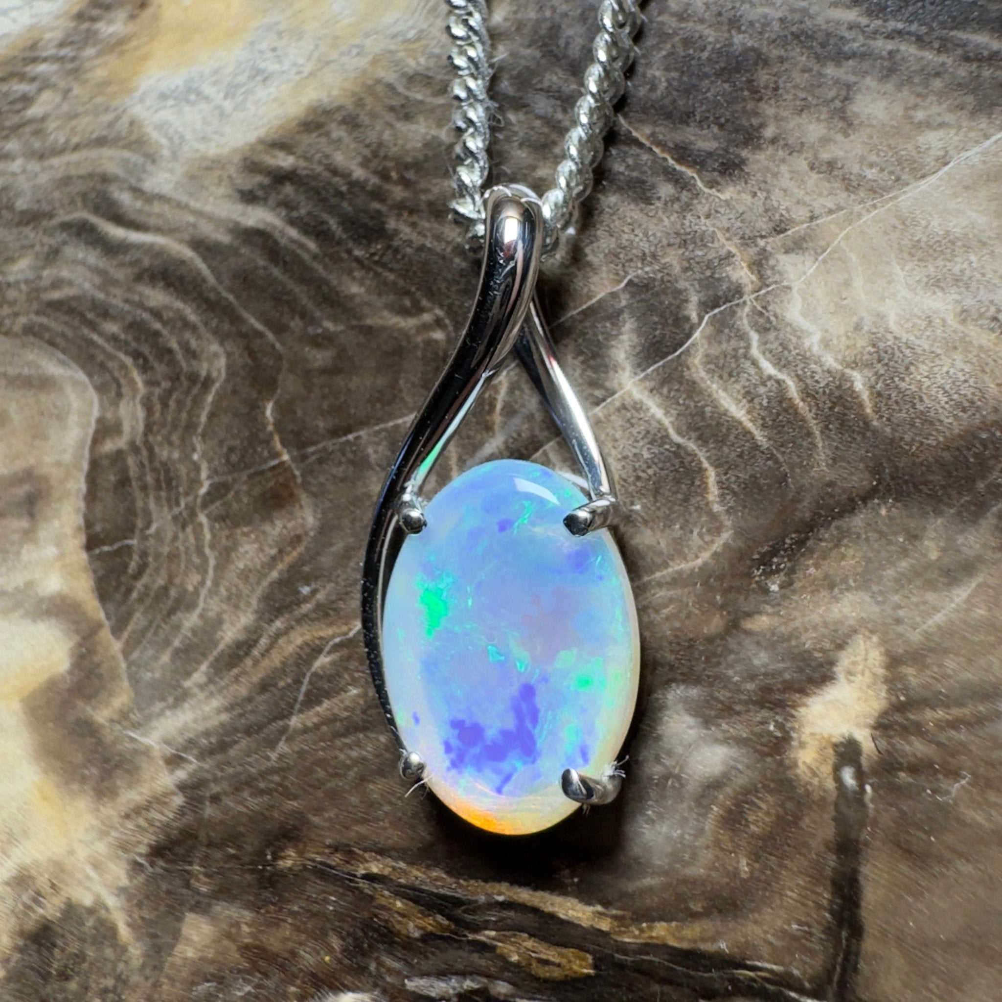 Mornington Dew ~ 1.75ct Coober Pedy Opal 925 Silver Pendant