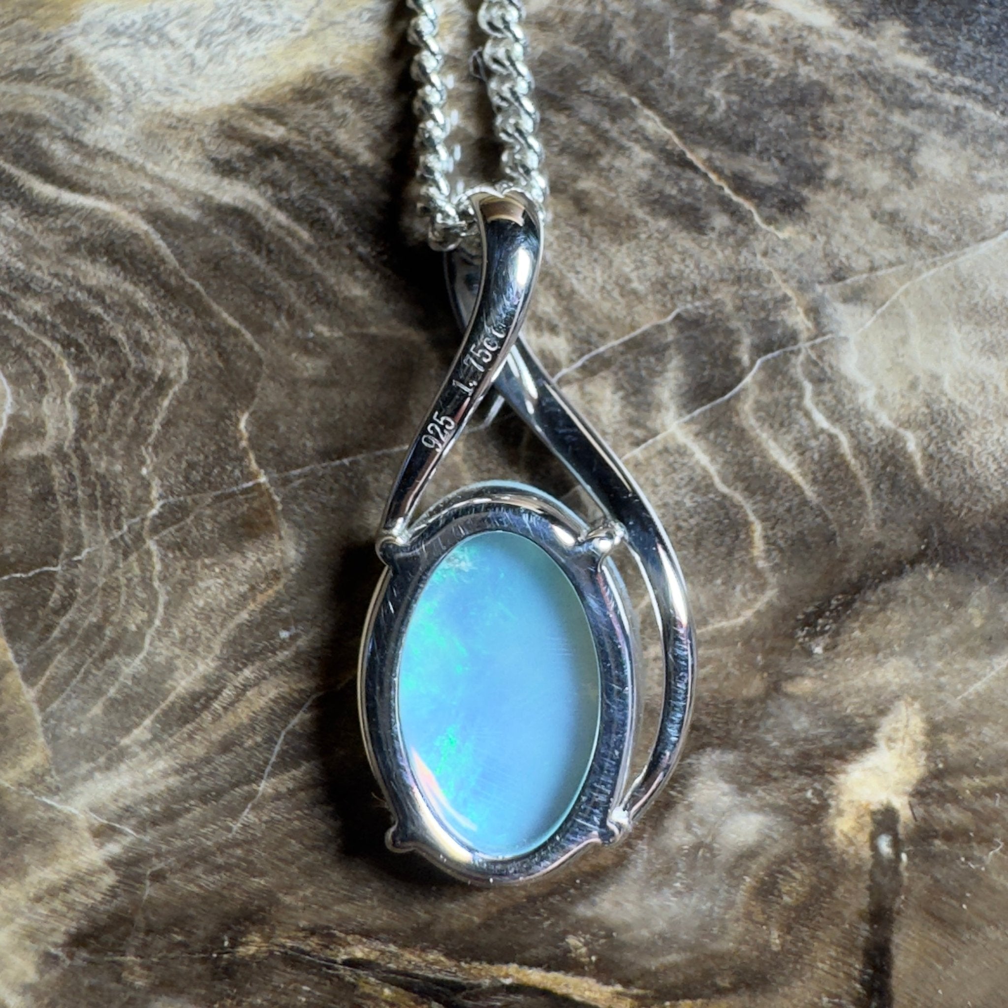 Mornington Dew ~ 1.75ct Coober Pedy Opal 925 Silver Pendant
