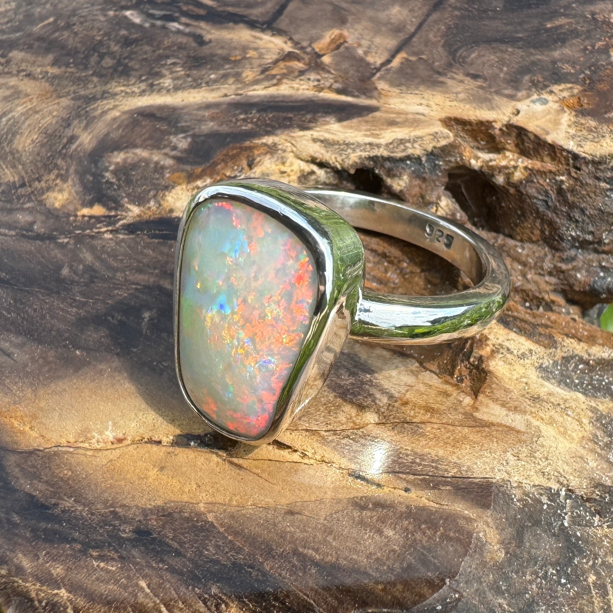 Murchison Rise ~ 6.5ct Solid Coober Pedy Opal 925 Silver Ring