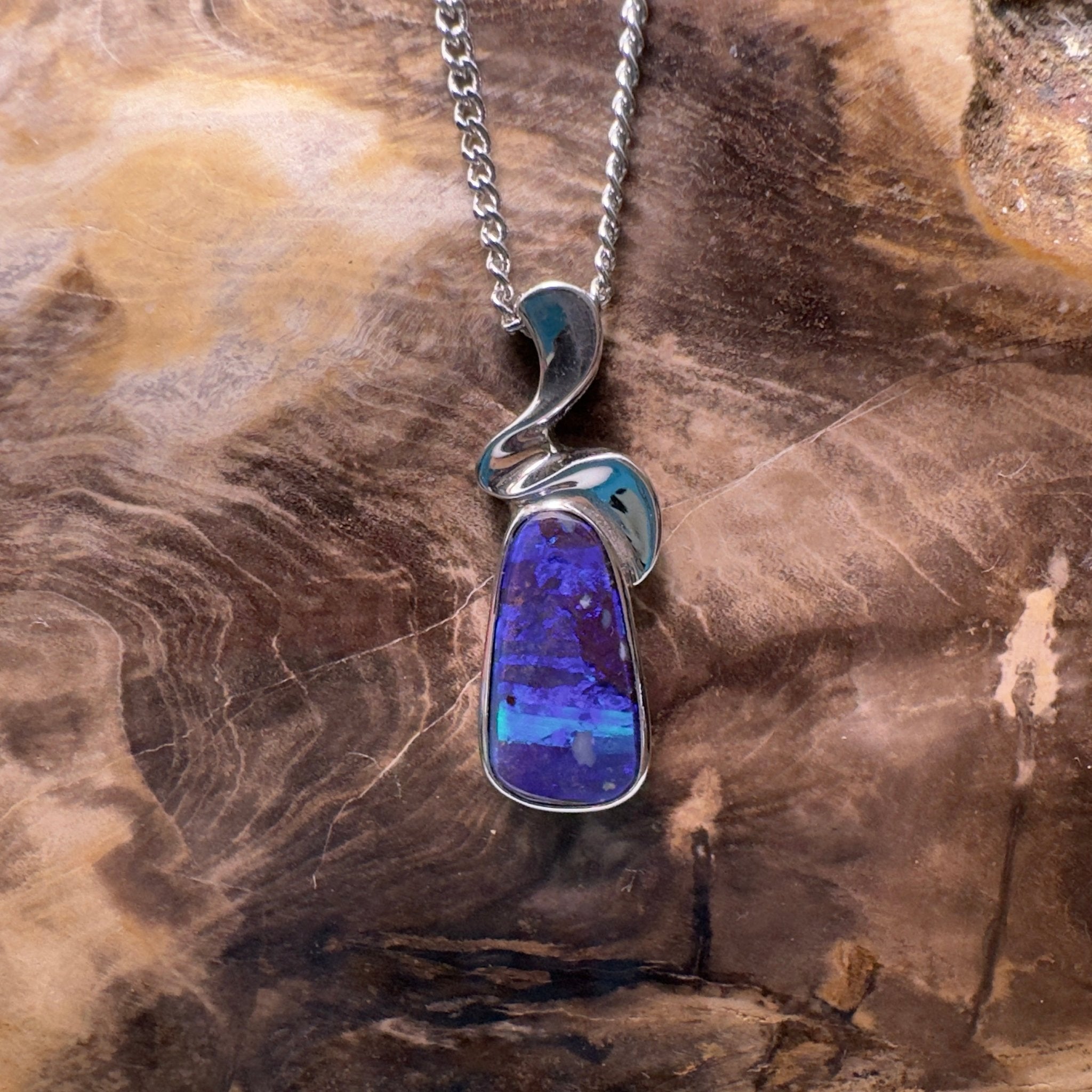 Musgrave Nightfall ~ Queensland Boulder Opal 925 Sterling Silver Pendant Necklace