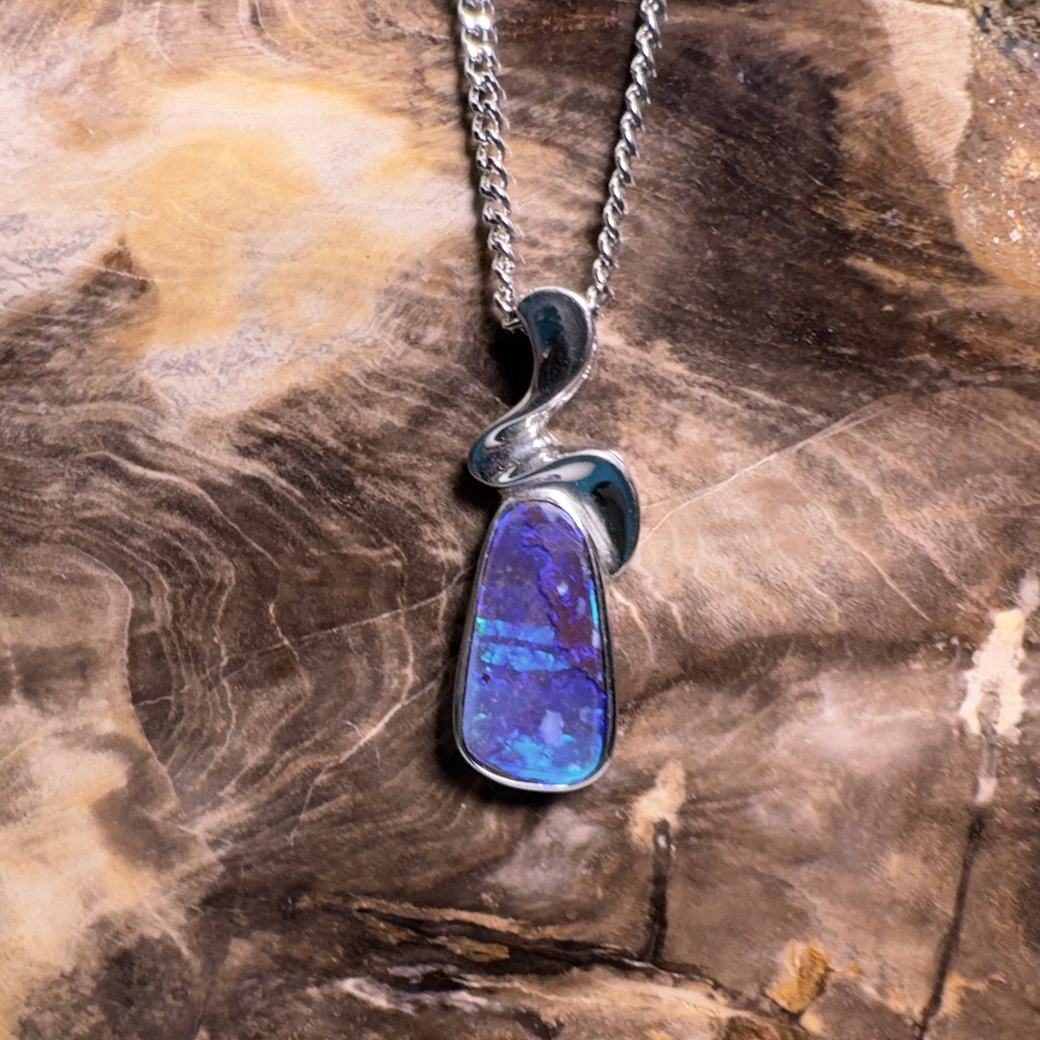 Musgrave Nightfall ~ Queensland Boulder Opal 925 Sterling Silver Pendant Necklace