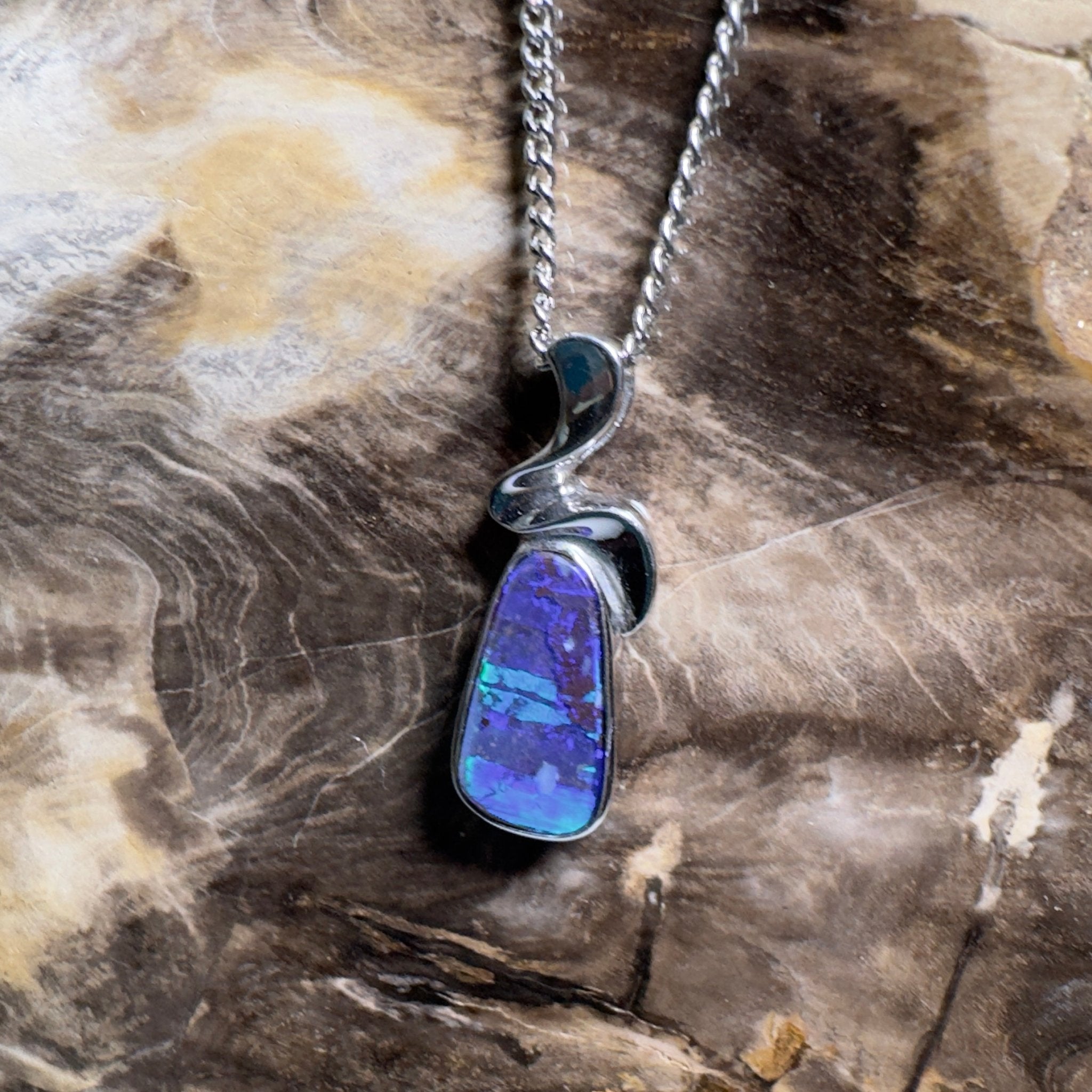 Musgrave Nightfall ~ Queensland Boulder Opal 925 Sterling Silver Pendant Necklace