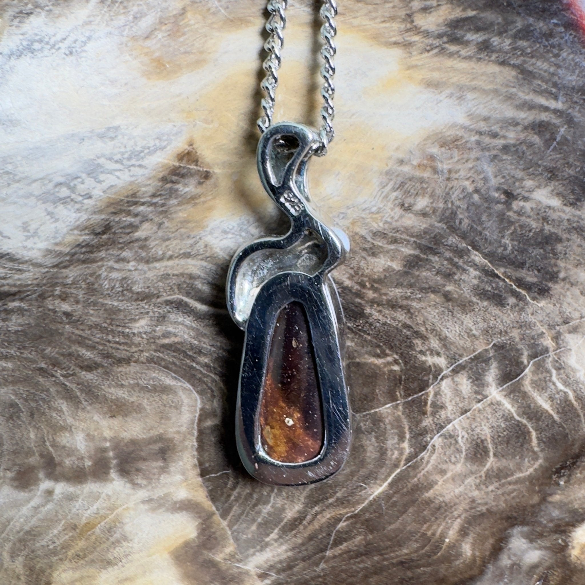 Musgrave Nightfall ~ Queensland Boulder Opal 925 Sterling Silver Pendant Necklace