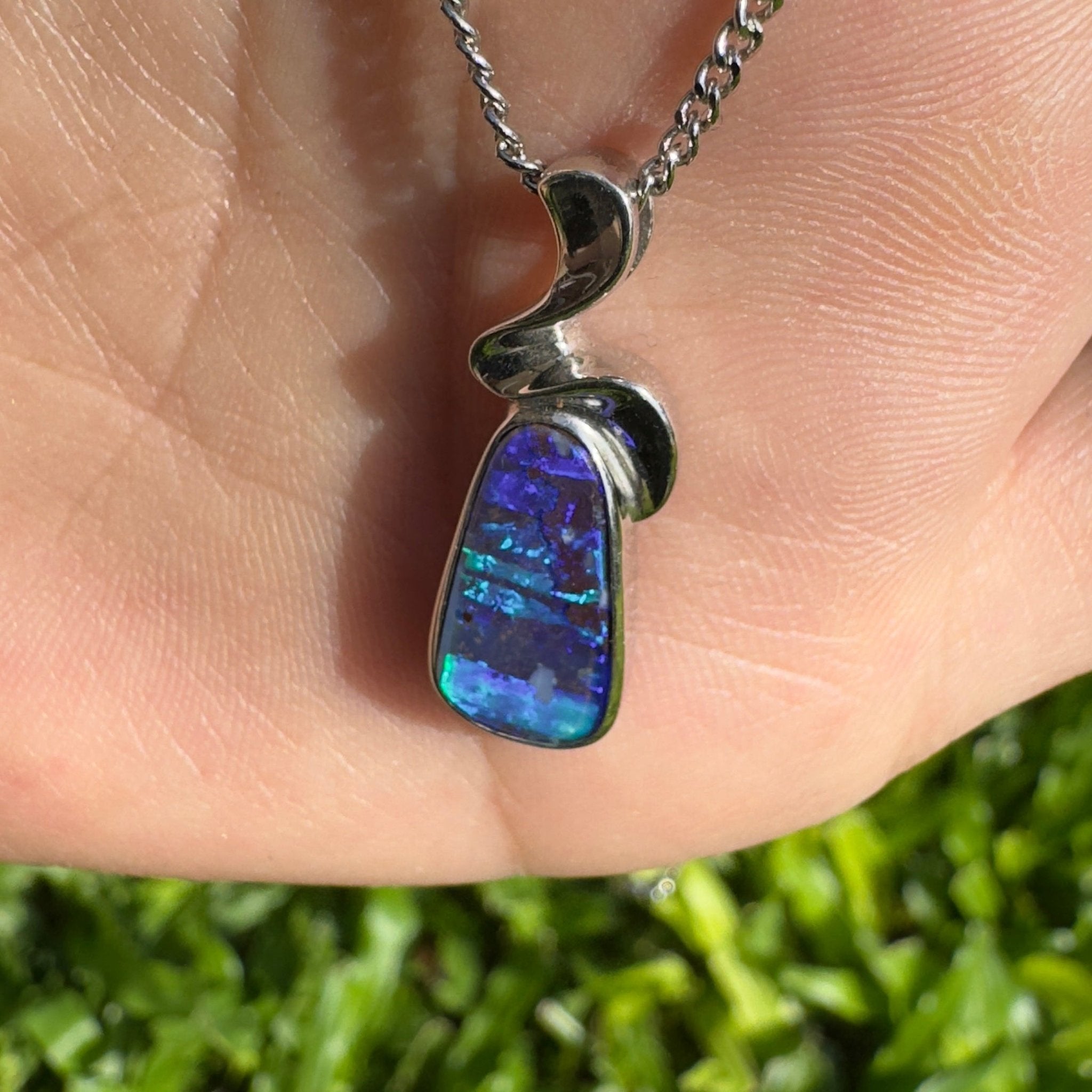 Musgrave Nightfall ~ Queensland Boulder Opal 925 Sterling Silver Pendant Necklace