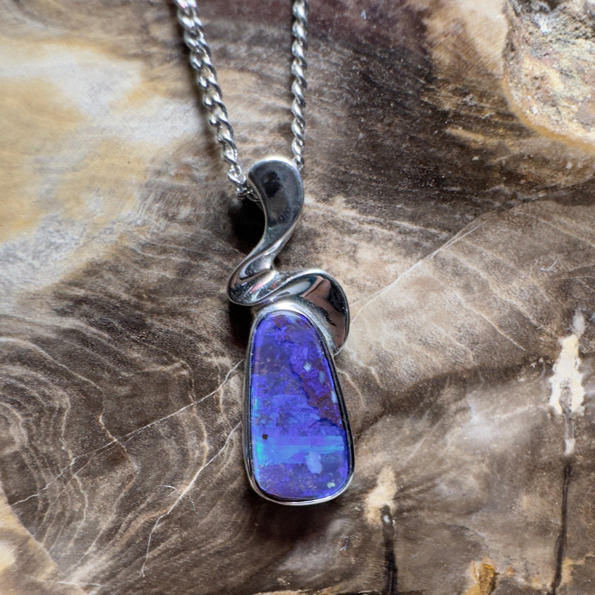 Musgrave Nightfall ~ Queensland Boulder Opal 925 Sterling Silver Pendant Necklace