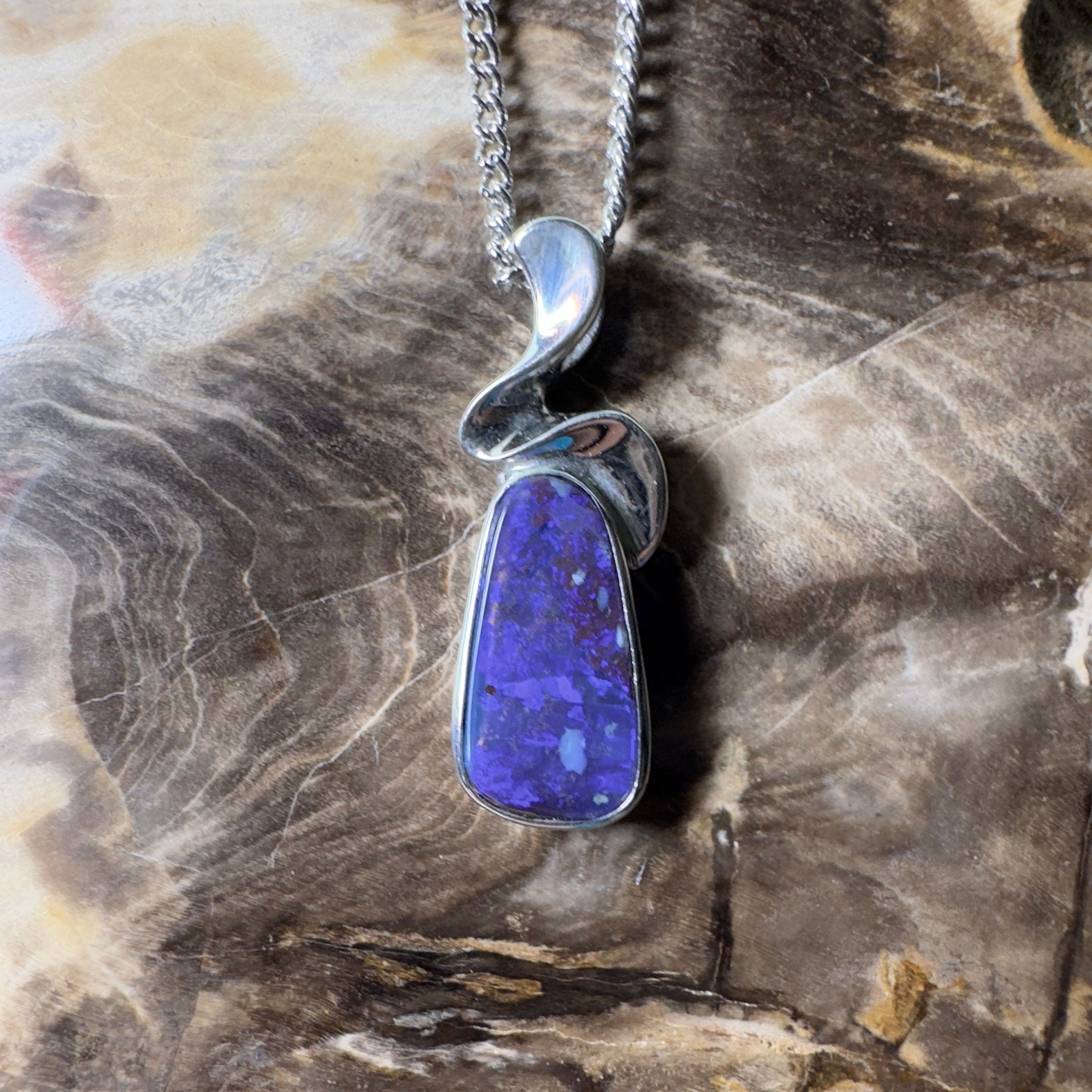Musgrave Nightfall ~ Queensland Boulder Opal 925 Sterling Silver Pendant Necklace