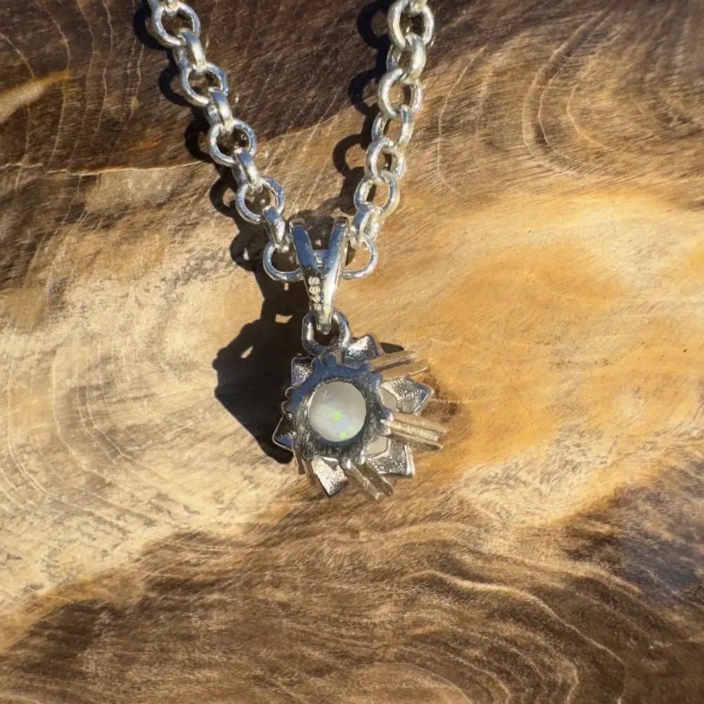 'Mystic Rain' ~ Handcrafted 1.1ct Solid Coober Pedy Opal 925 Sterling Silver Pendant Necklace