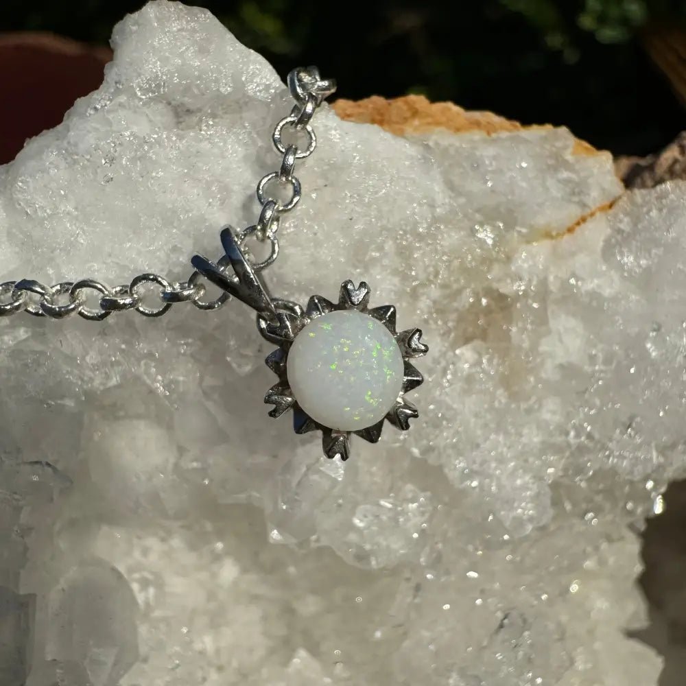 'Mystic Rain' ~ Handcrafted 1.1ct Solid Coober Pedy Opal 925 Sterling Silver Pendant Necklace