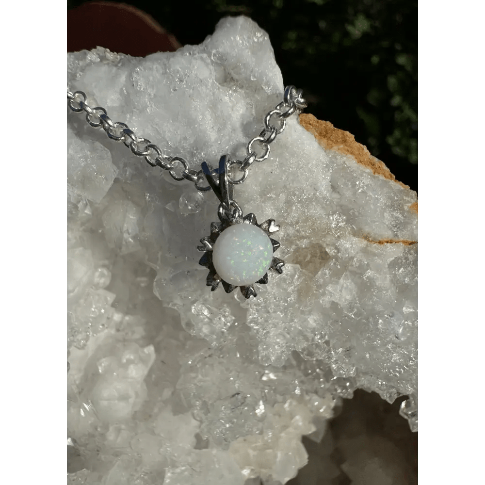 'Mystic Rain' ~ Handcrafted 1.1ct Solid Coober Pedy Opal 925 Sterling Silver Pendant Necklace